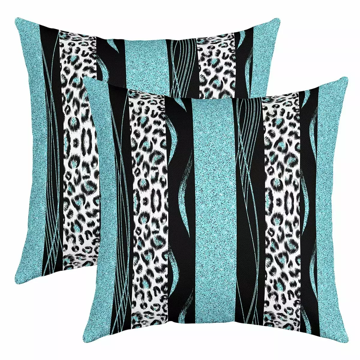 YST Teens Leopard Print Throw Pillow Covers 18x18 inch set of 2.Cheetah Skin Cushion Covers for Kids Adults Young.Africa Wild Animal Cushion Cases.Geometric Stripes Lines Pillow Covers.Teal