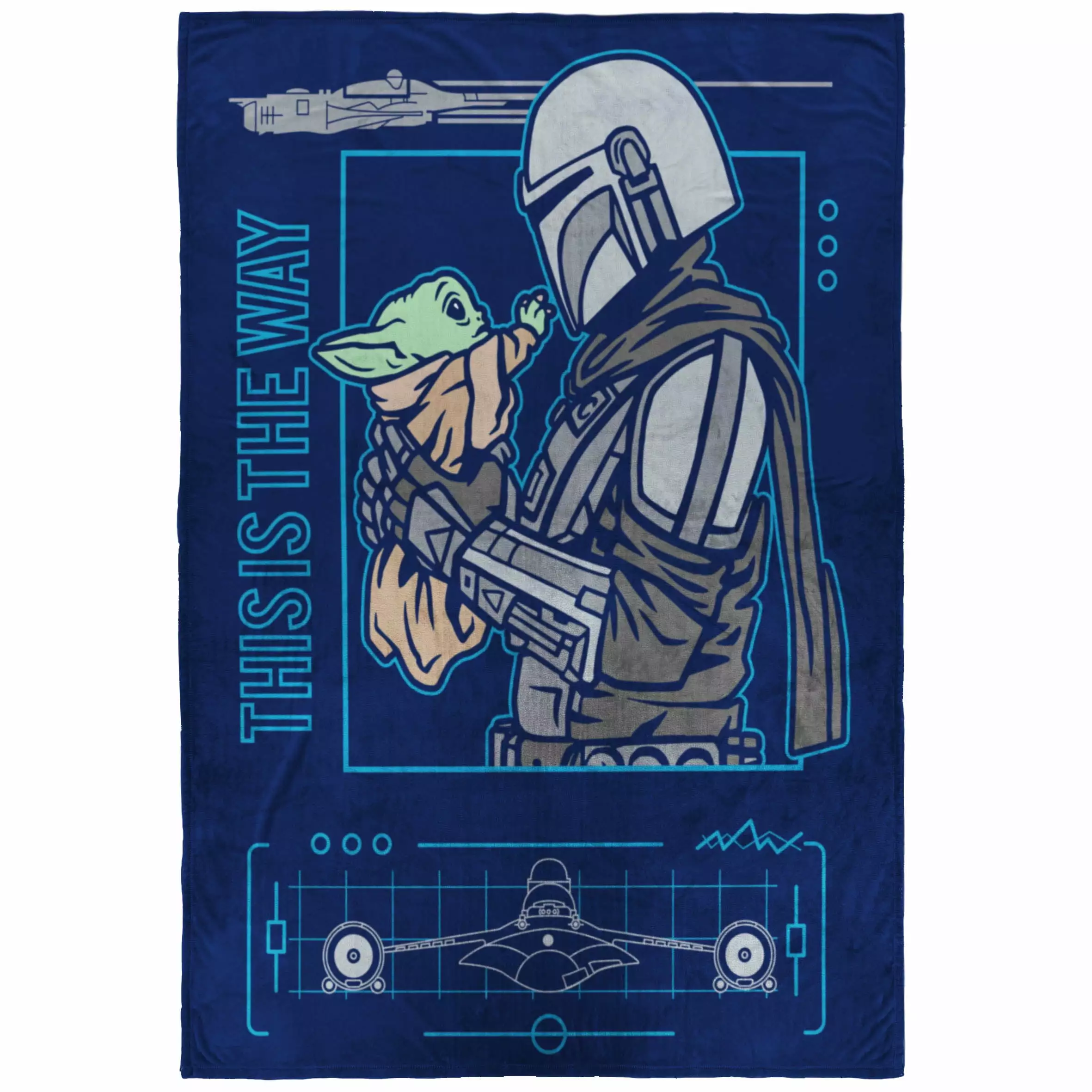 Yoda Kids Twin Blanket. 62 x 90. Microfiber. Blue Star Wars