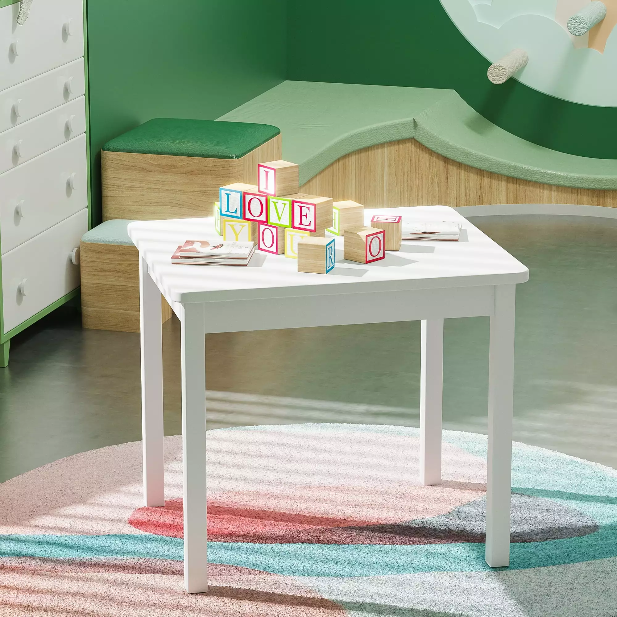 Yoneston Wood Kids Table for Playing and Writing - White