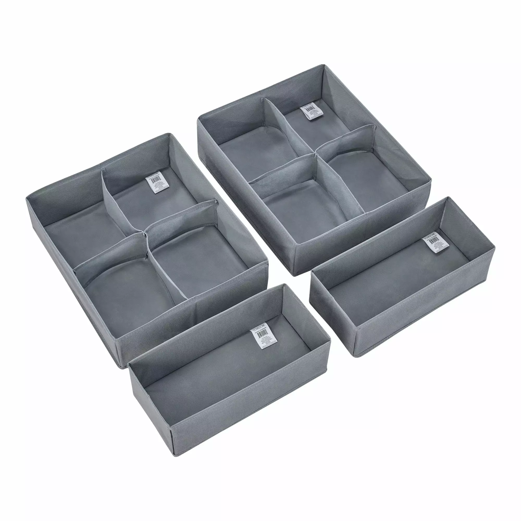 Your Zone Children's Drawer Organizers. Gray. 4-Pieces