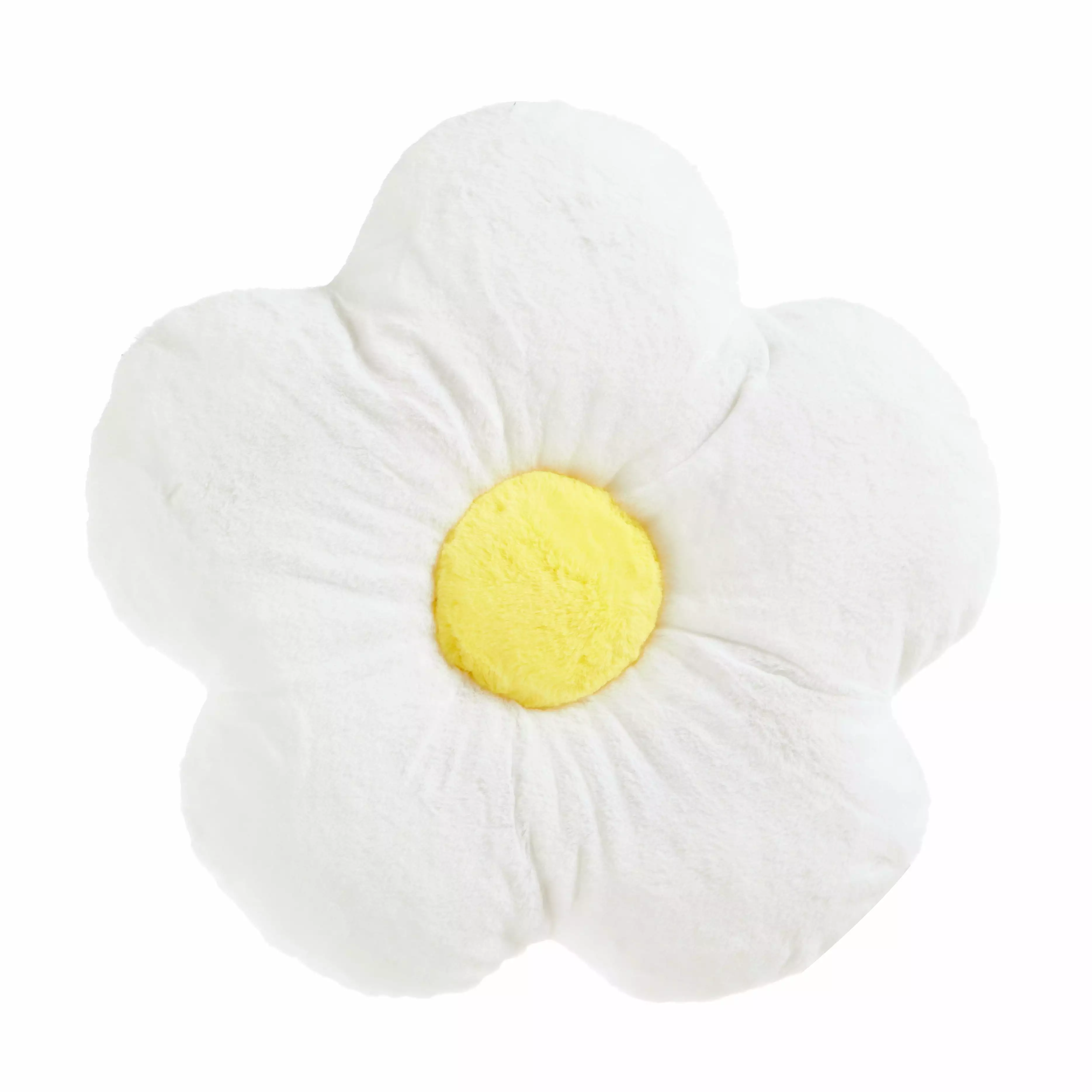 Your Zone Faux Fur Flower Decorative Pillow for Kids. White. Spot-clean. 16 H