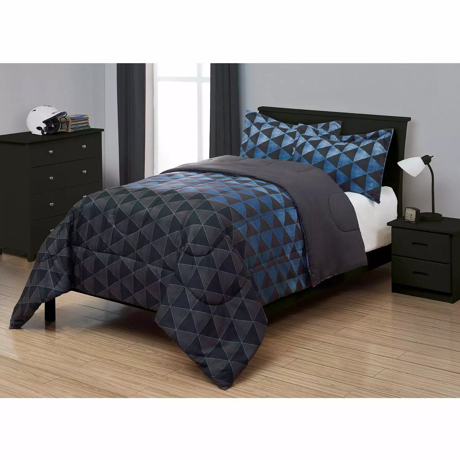 Your Zone Next Generation 2 Piece Comforter and Sham Set. Grey and Blue. Twin