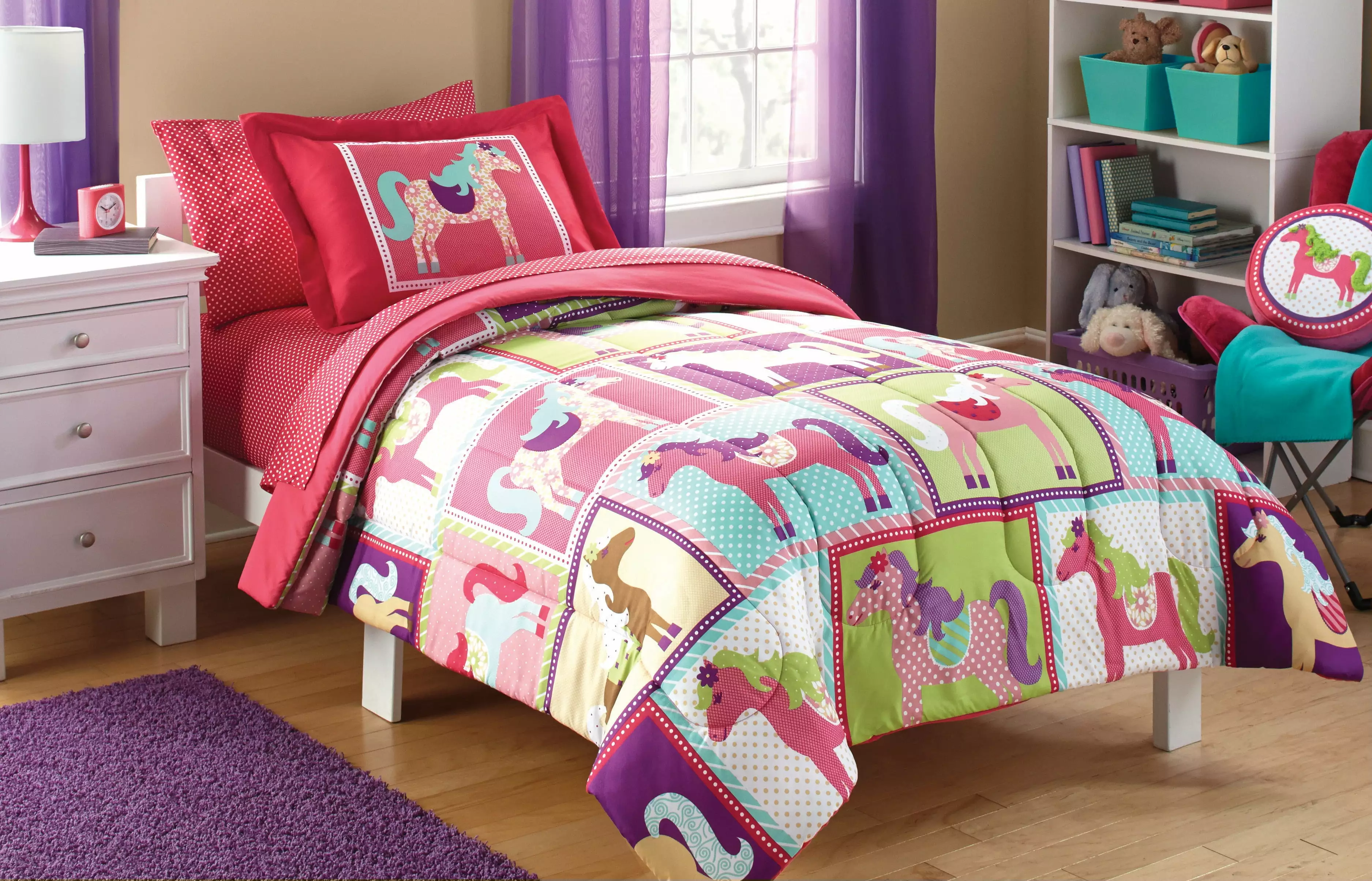 Your Zone Pink Horsey Bed-in-a-Bag Coordinating Bedding Set