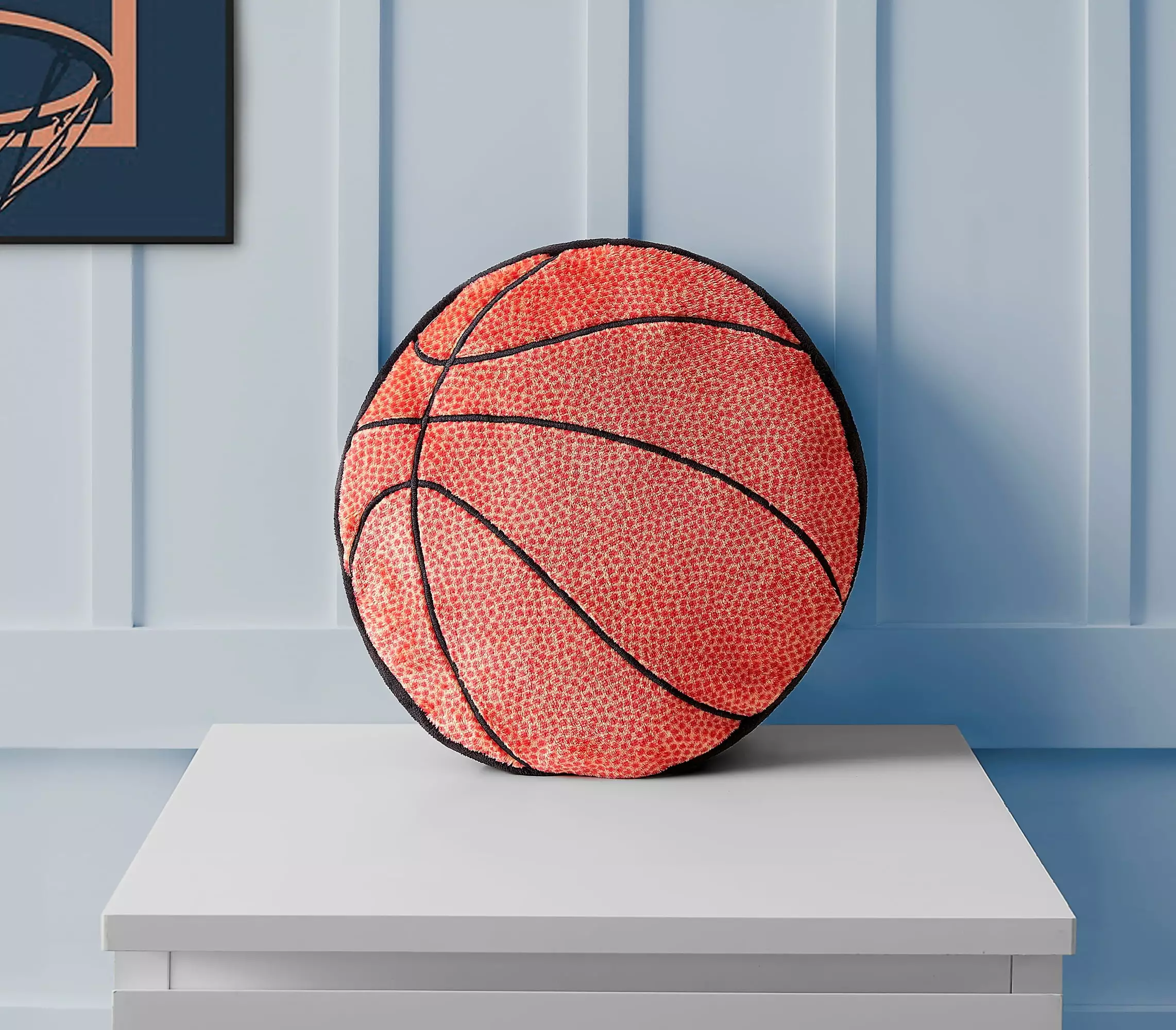 Your Zone Red Orange Basketball 14 x 14 Polyester Decorative Pillow for Kids