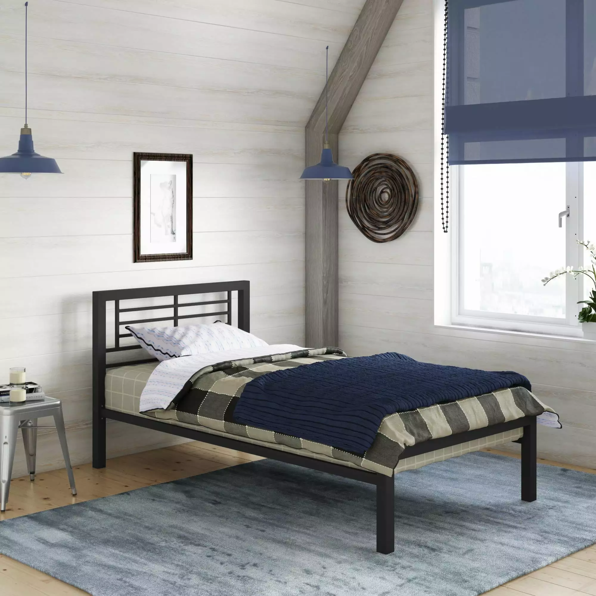 Your Zone Twin Metal Bed. Black