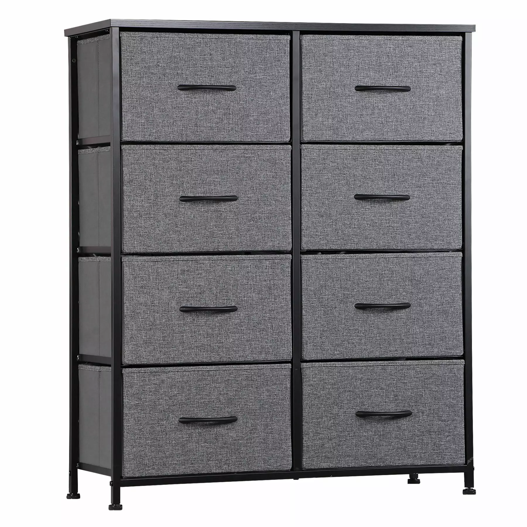 ZENSTYLE Dresser Storage Tower with 8 Drawers Metal Frame Fabric Dresser Chests Organizer Unit. Drak Gray