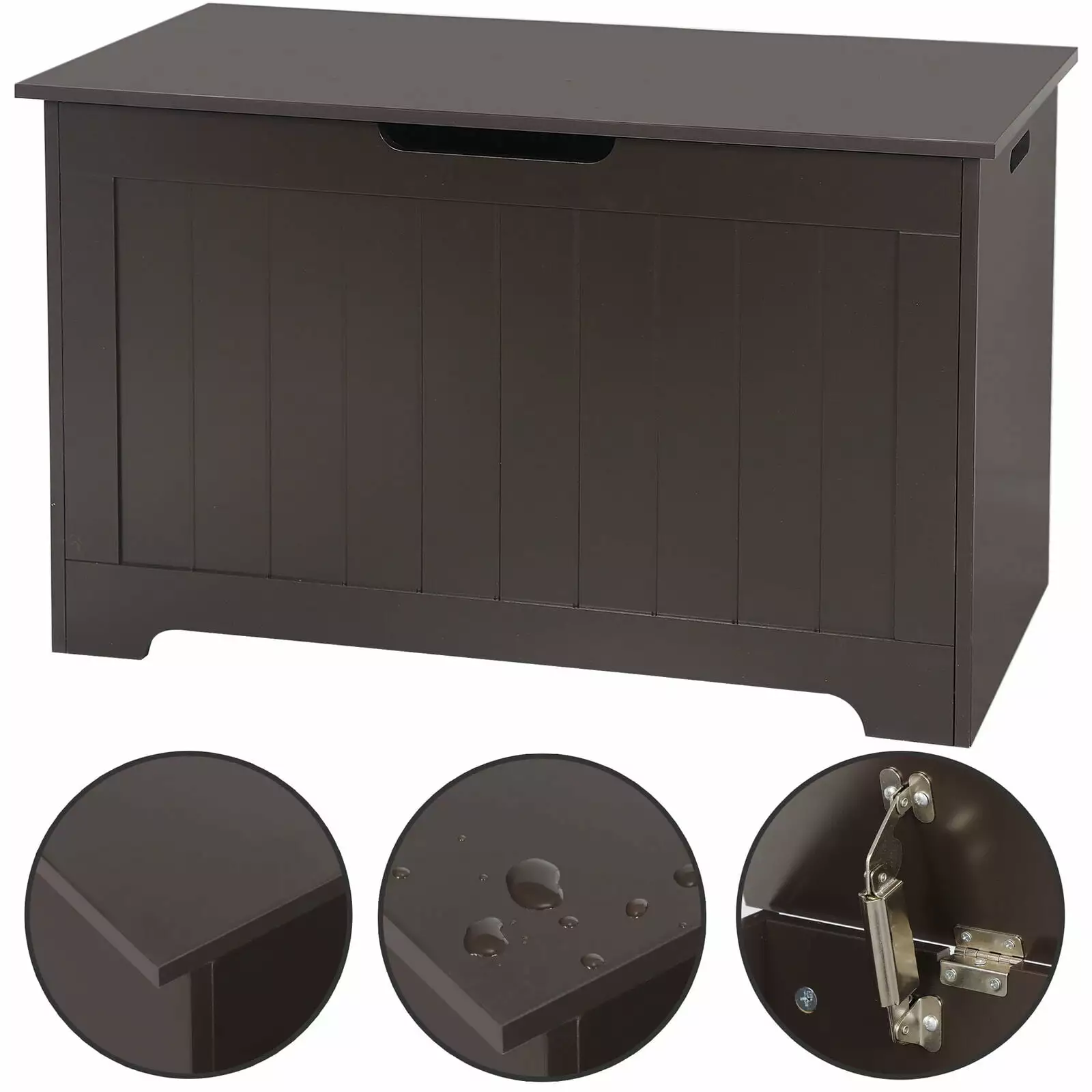 ZENSTYLE Lift Top Entryway Storage Toy Chest/Bench with 2 Safety Hinge. Wood Toy Box Brown