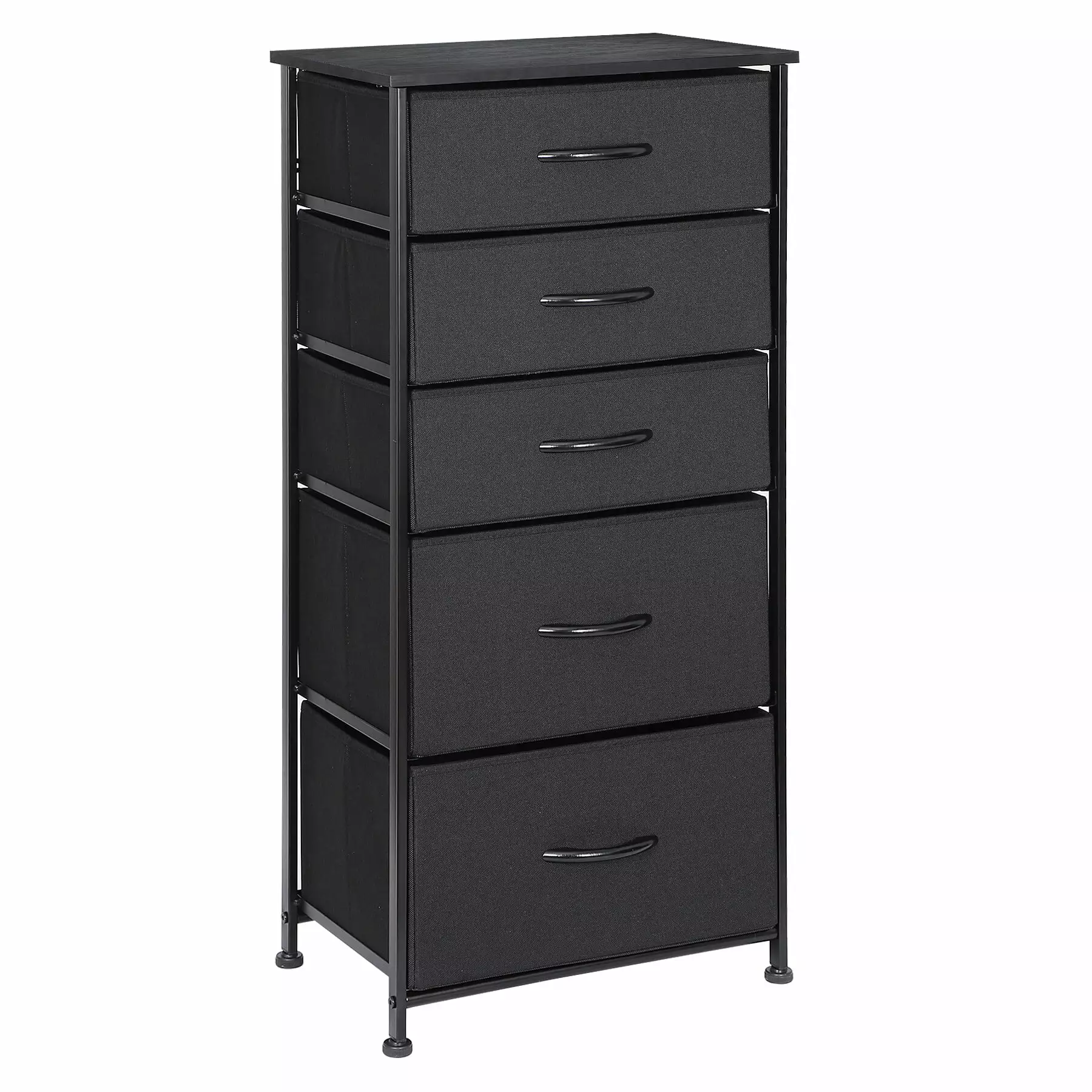 ZENY Dresser with 5 Drawers - Fabric Storage Tower. Organizer Unit for Bedroom. Living Room. Hallway. Closets & Nursery - Black and Dark Gray