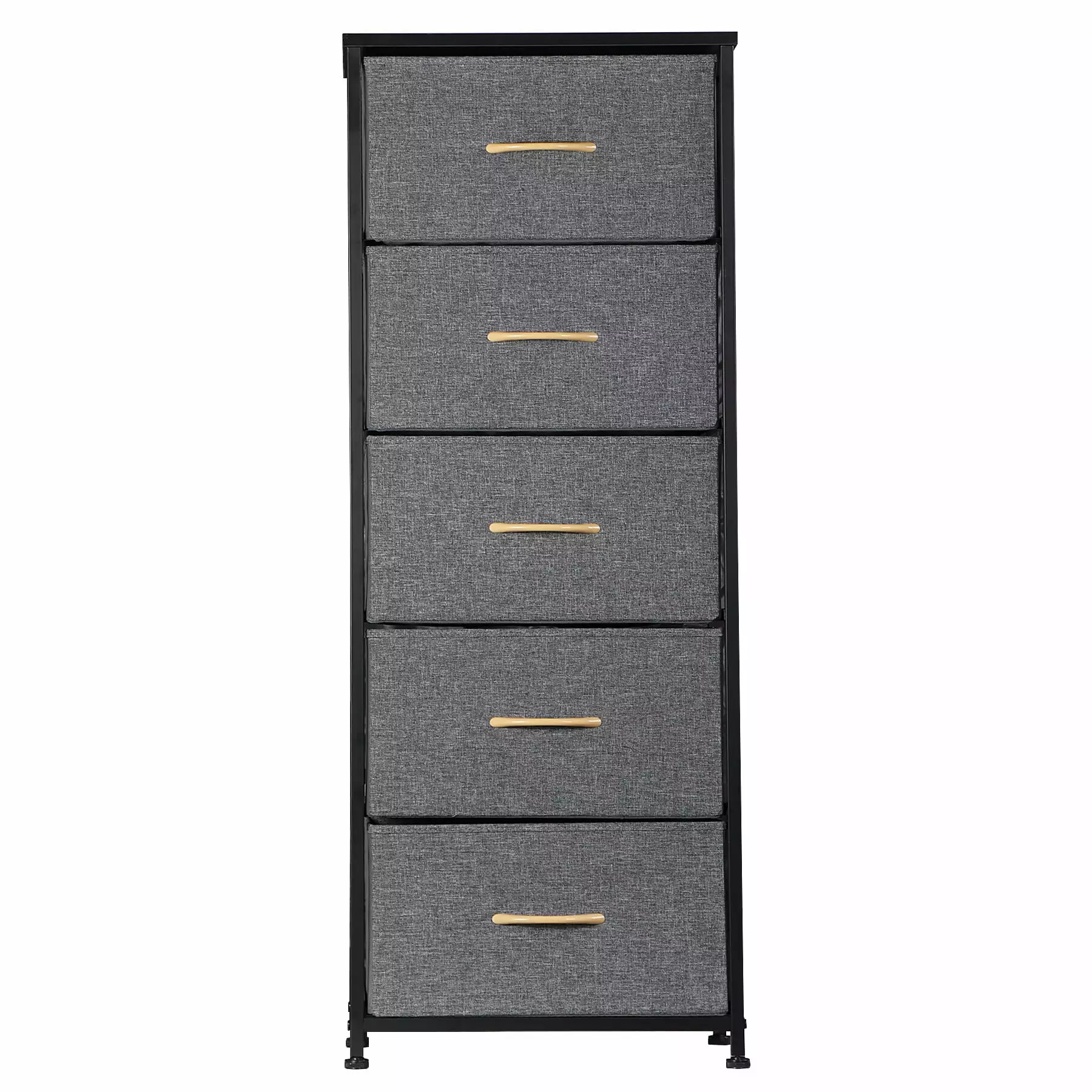 ZENY Freestanding Living Room Black Metal Frame Vertical Dresser Storage Tower with 5 Drawers. Gray