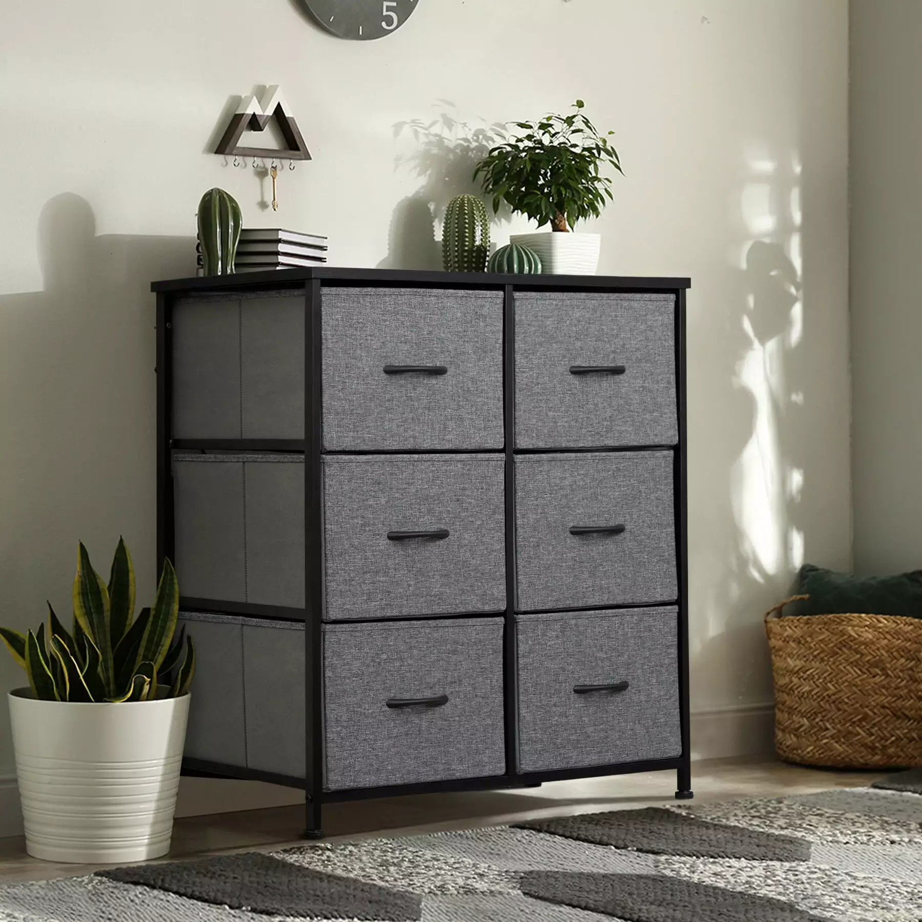 ZENY Home Dresser Storage Tower Metal Frame with 6 Drawers. Gray