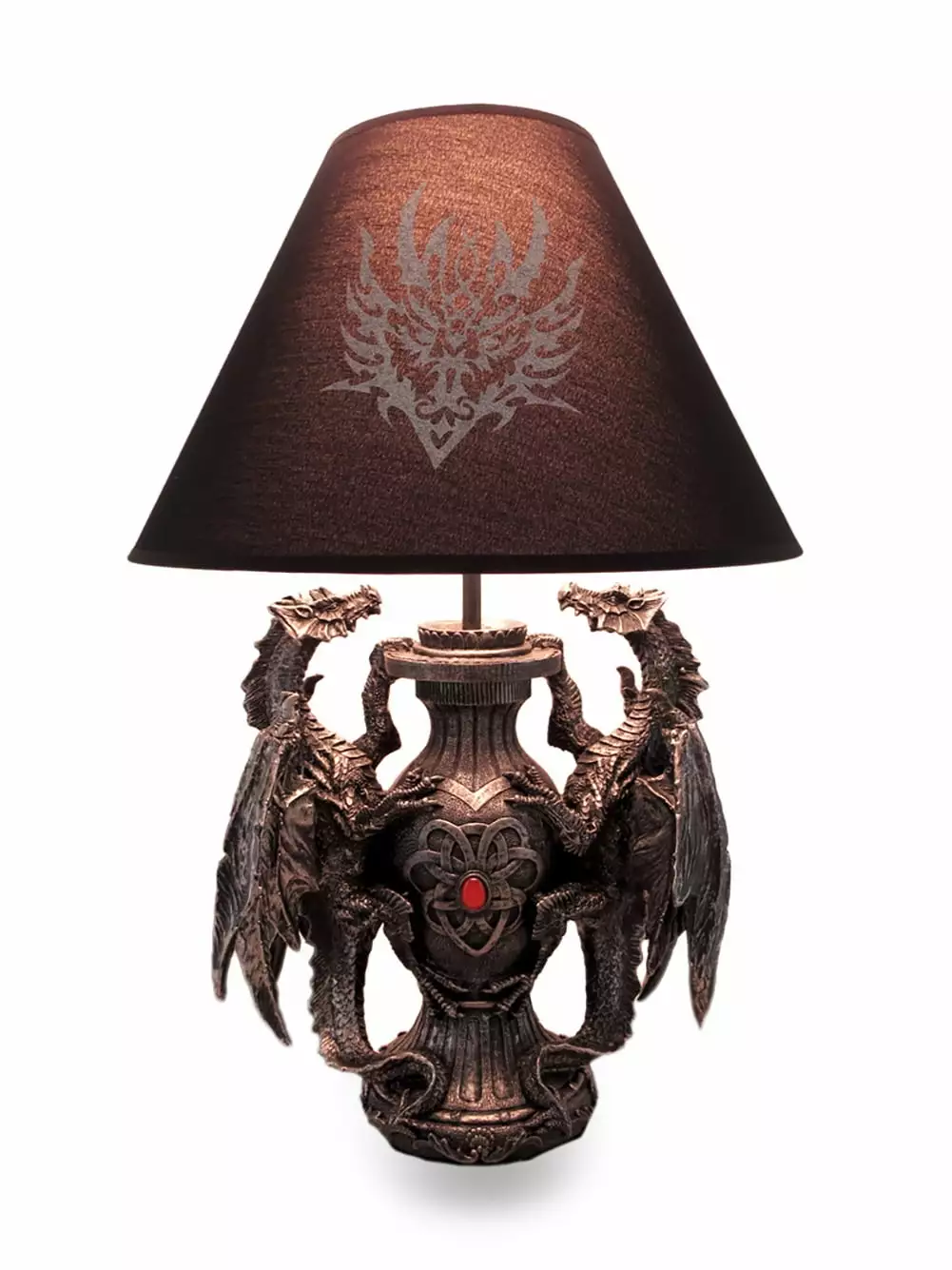 Zeckos Gothic Guardians of Light Medieval Dragons Table Lamp