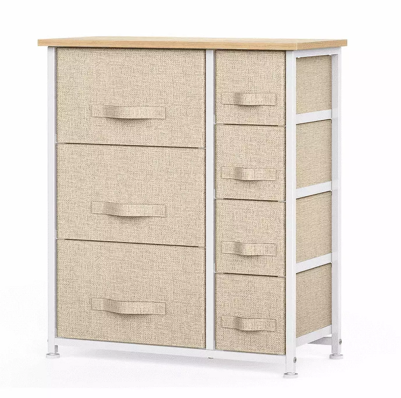 Zimtown Dresser Organizer. Chest of 7 Drawers Organizer for Bedroom Hallway. Entryway w/Steel Frame. Wood Top. Beige