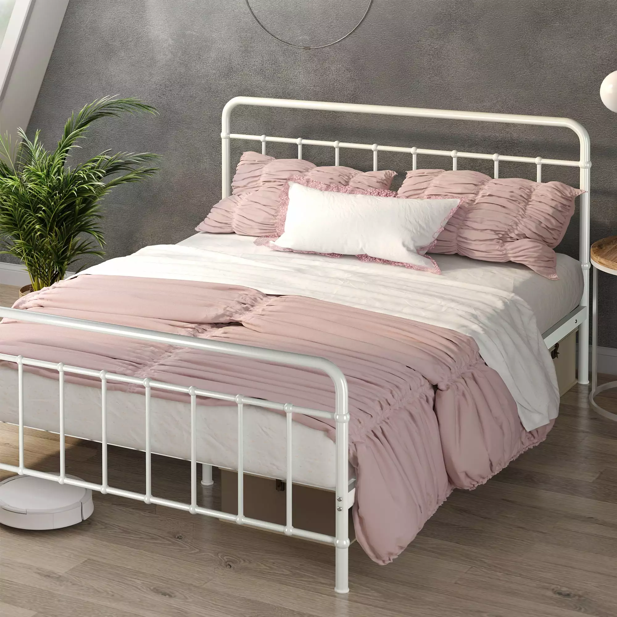 Zinus Florence 40 Metal Platform Bed Frame. King. White