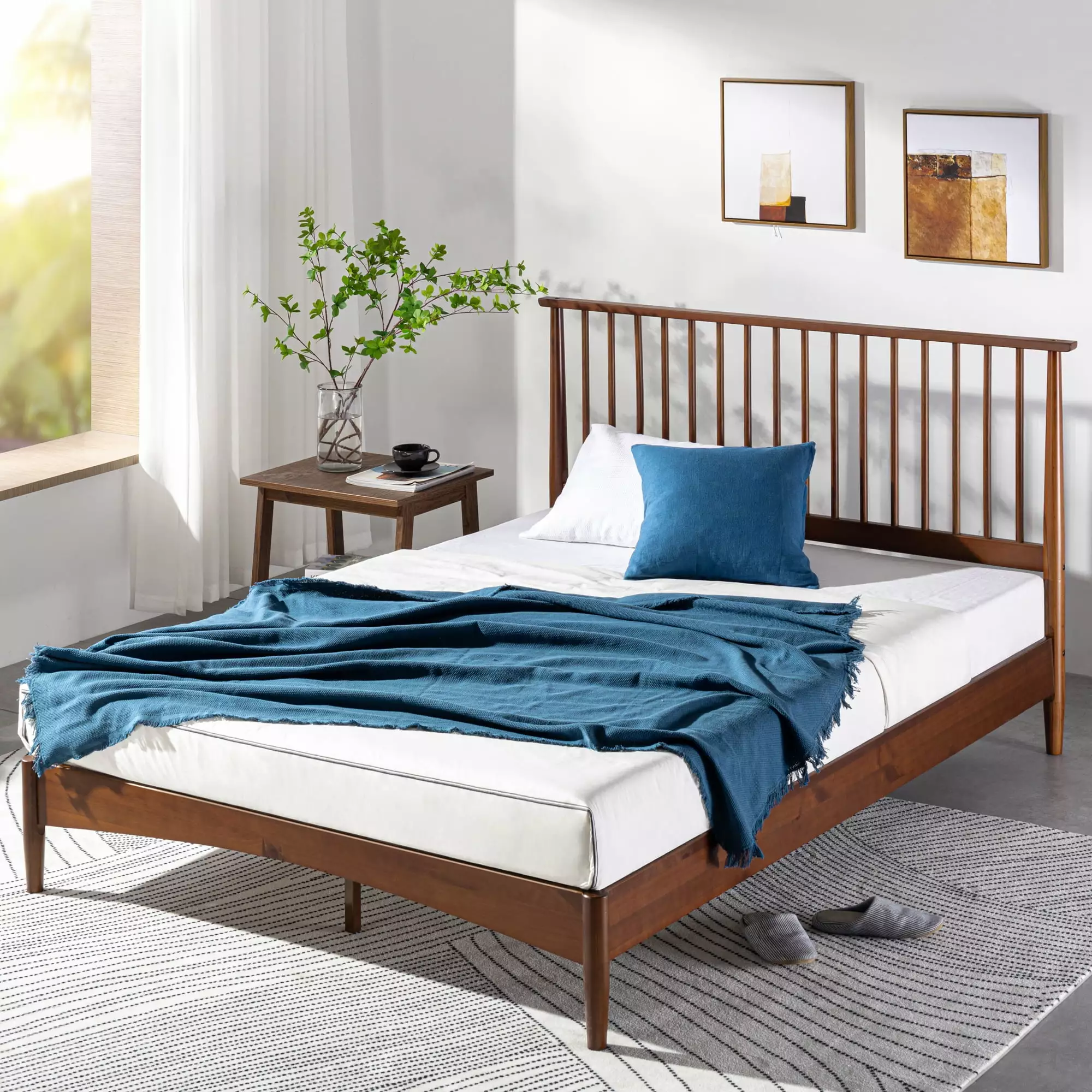 Zinus Linda 41 Mid Century Wood Platform Bed Frame. Queen