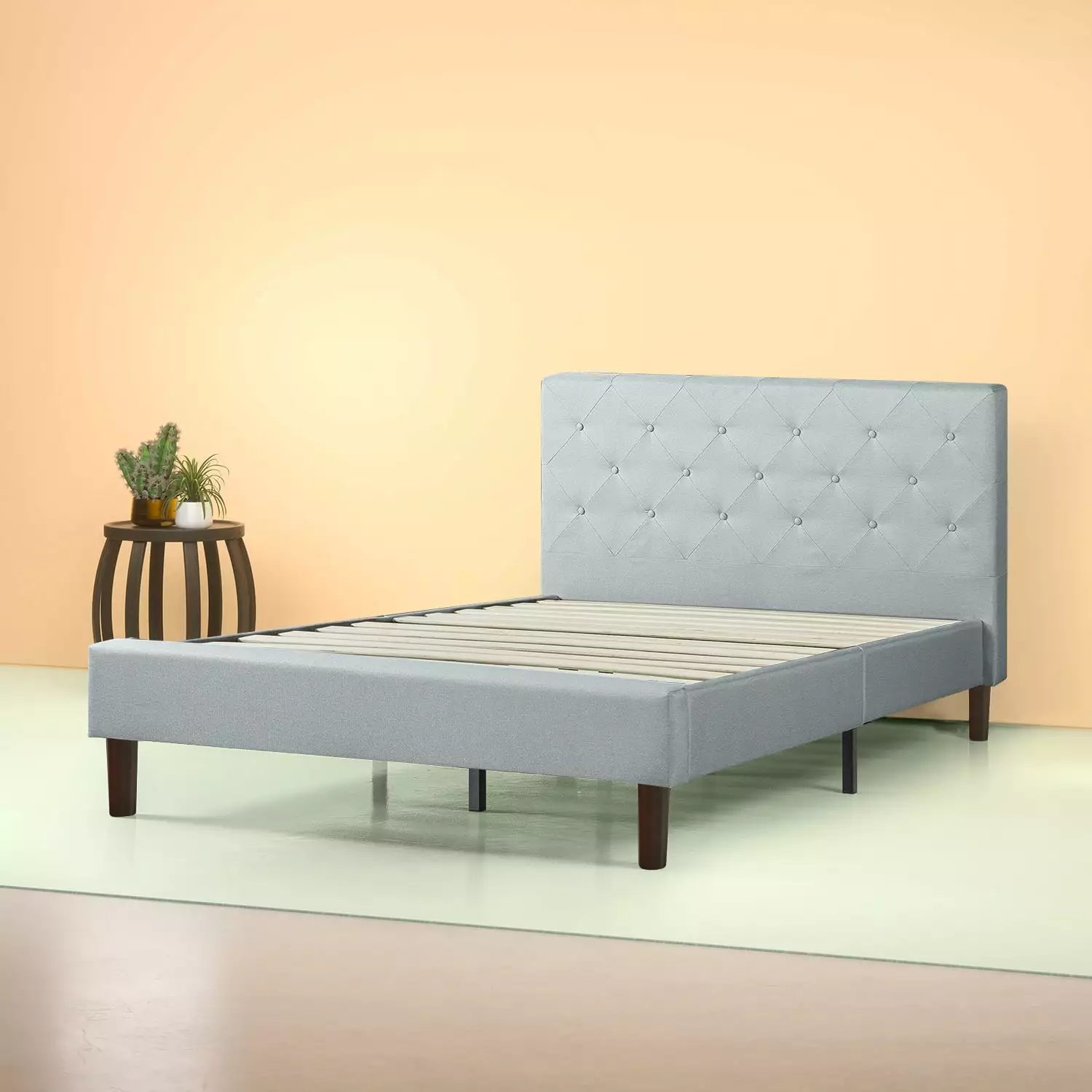 Zinus Shalini 41 Upholstered Platform Bed Frame. Sage Grey. King