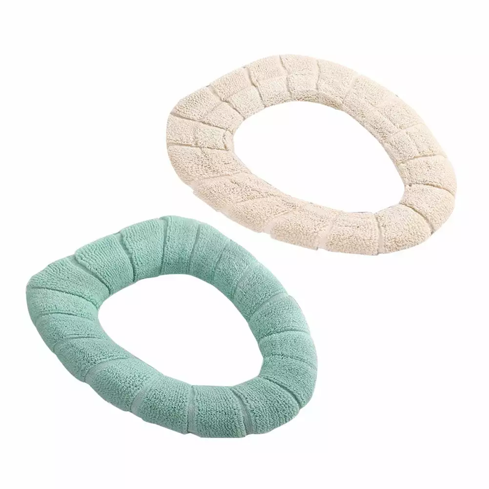 Zonh 2PCS Warm O-shaped Toilet Seat Thickened Stretchable Universal Toilet Seat Cover Pads