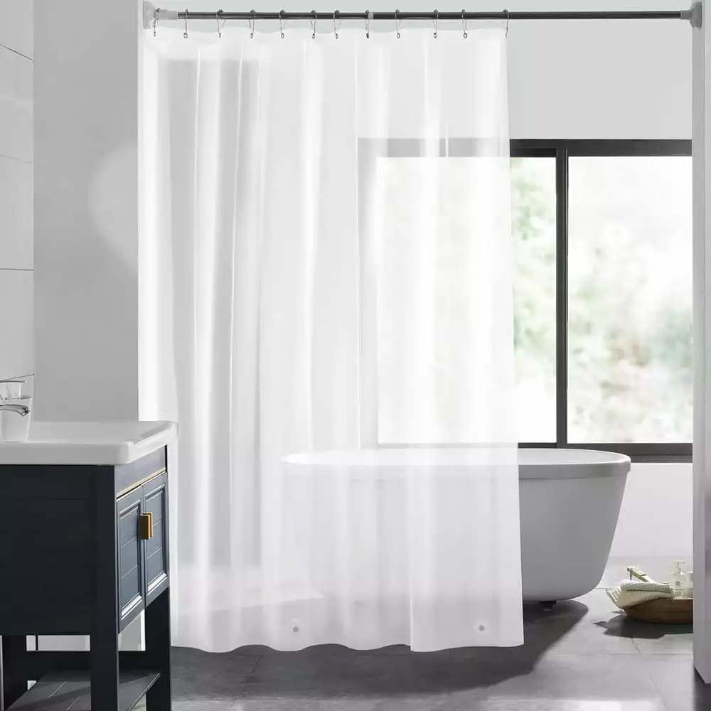 Aosijia Waterproof Fabric Shower Curtain Lining Soft And Lightweight Fabric Washable 72x72 Inches White Translucent