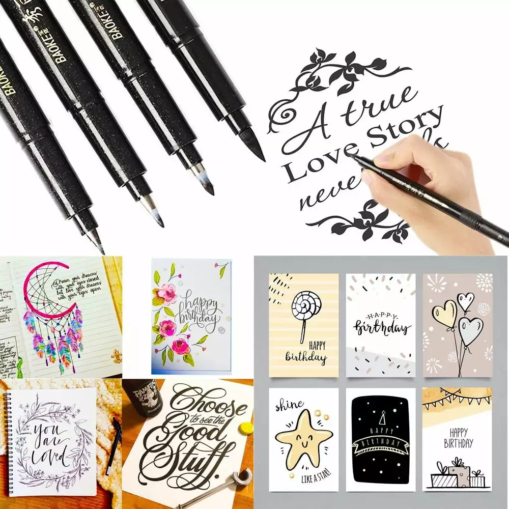 Vikakiooze Back to School Supplies. 4 Sizes Pen Hand Lettering Pens Brush Markers Drawing Art Marker 2.5ML