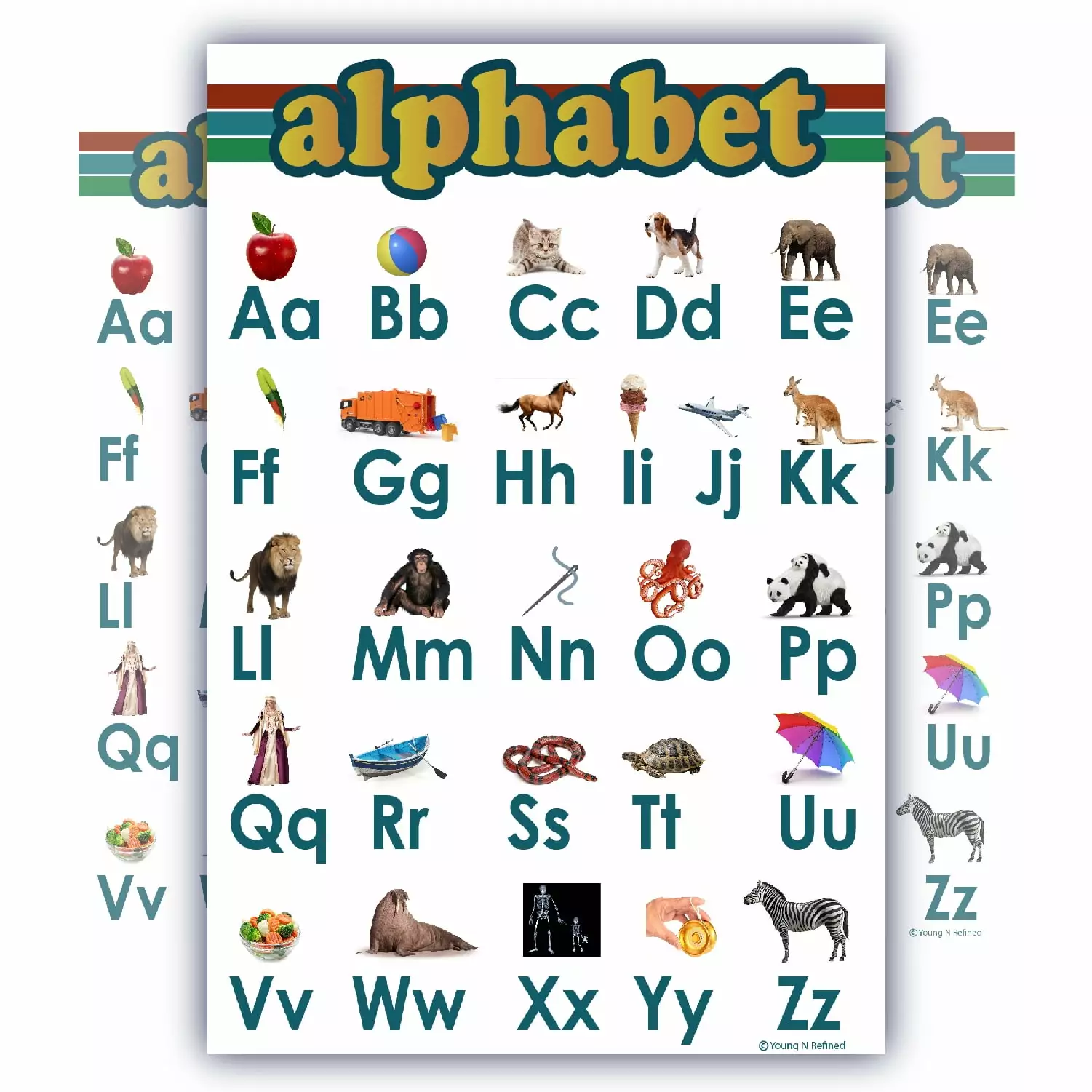 ABC alphabet Chart for teaching Clear white LAMINATED child bedroom poster great quality edu