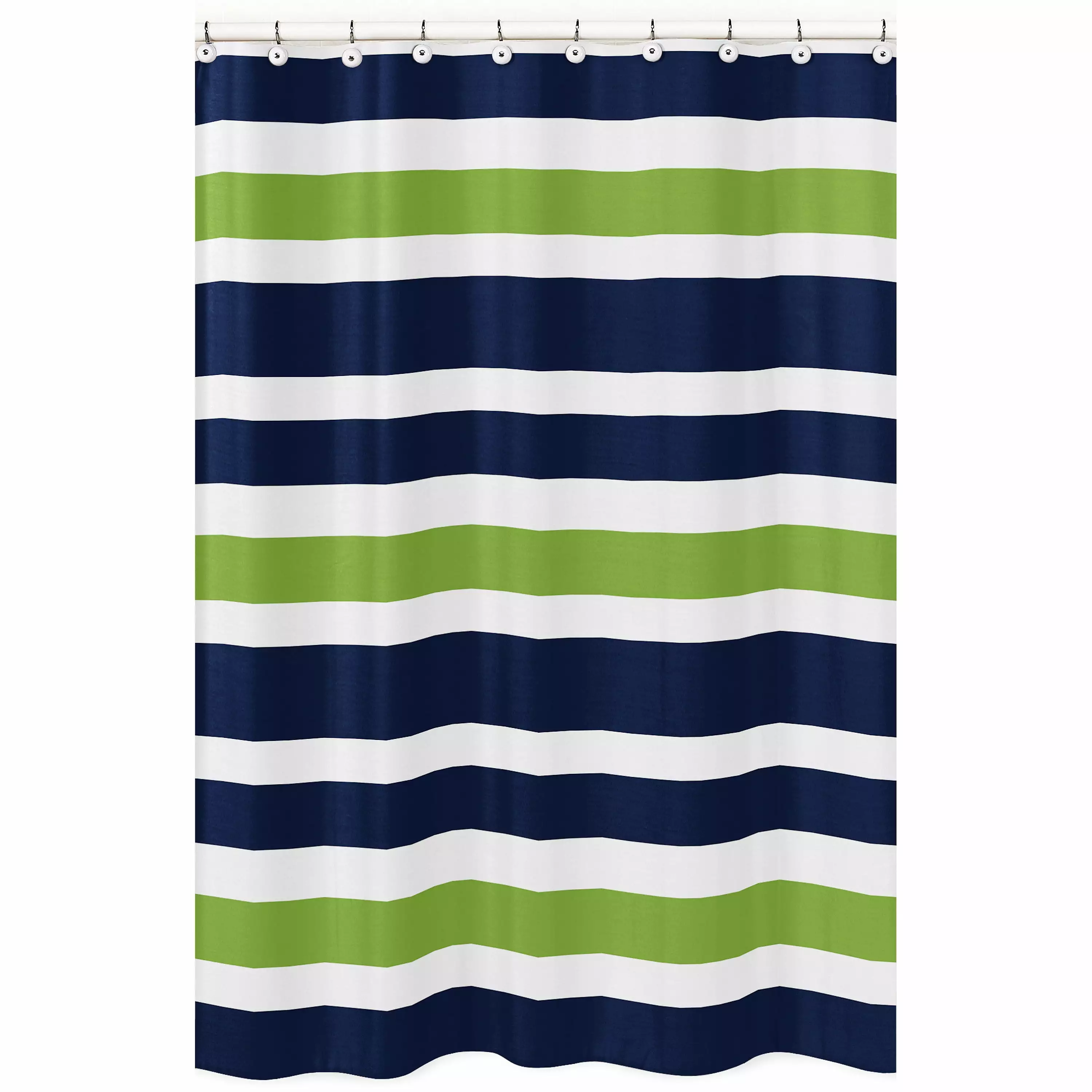 Stripe Navy and Green Fabric Shower Curtain by Sweet Jojo Designs