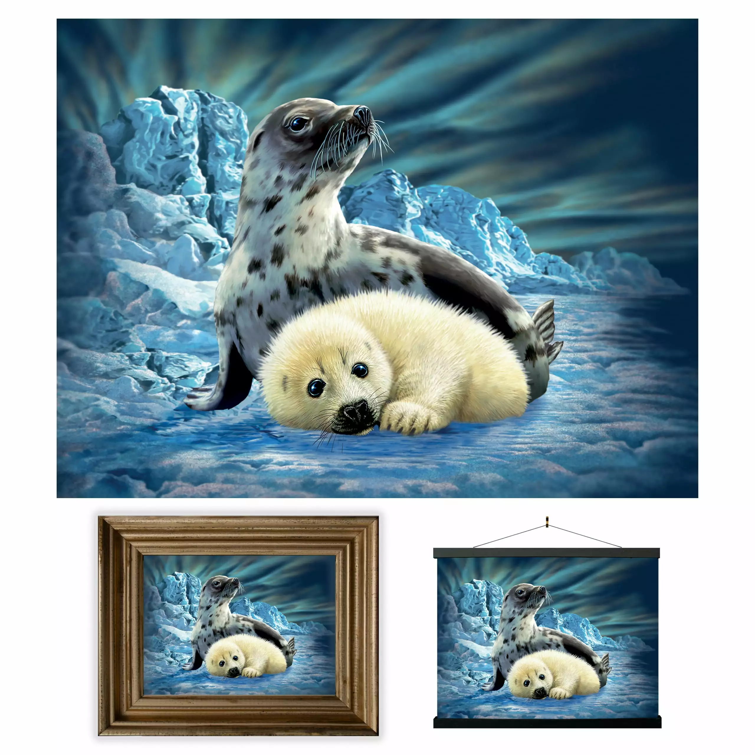 3D LiveLife Lenticular Wall Art Prints - Harp Seals from Deluxebase. Unframed 3D Ocean Poster. Perfect wall decor. Original artwork licensed from renowned artist. Steven Michael Gardner