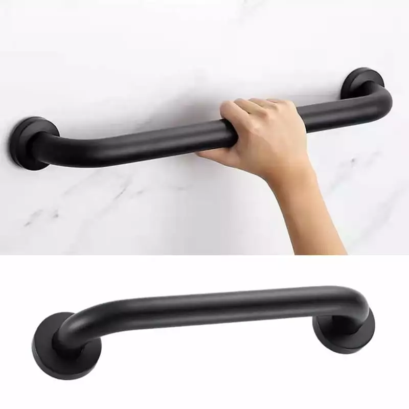 wirlsweal 1 Set Shower Handrail Space Saving Strong Load-bearing Anti Slip Rustproof Good Grip Towel Rack Stainless Steel Handicap Elderly Senior Assist Toilet Handrail for Washroom