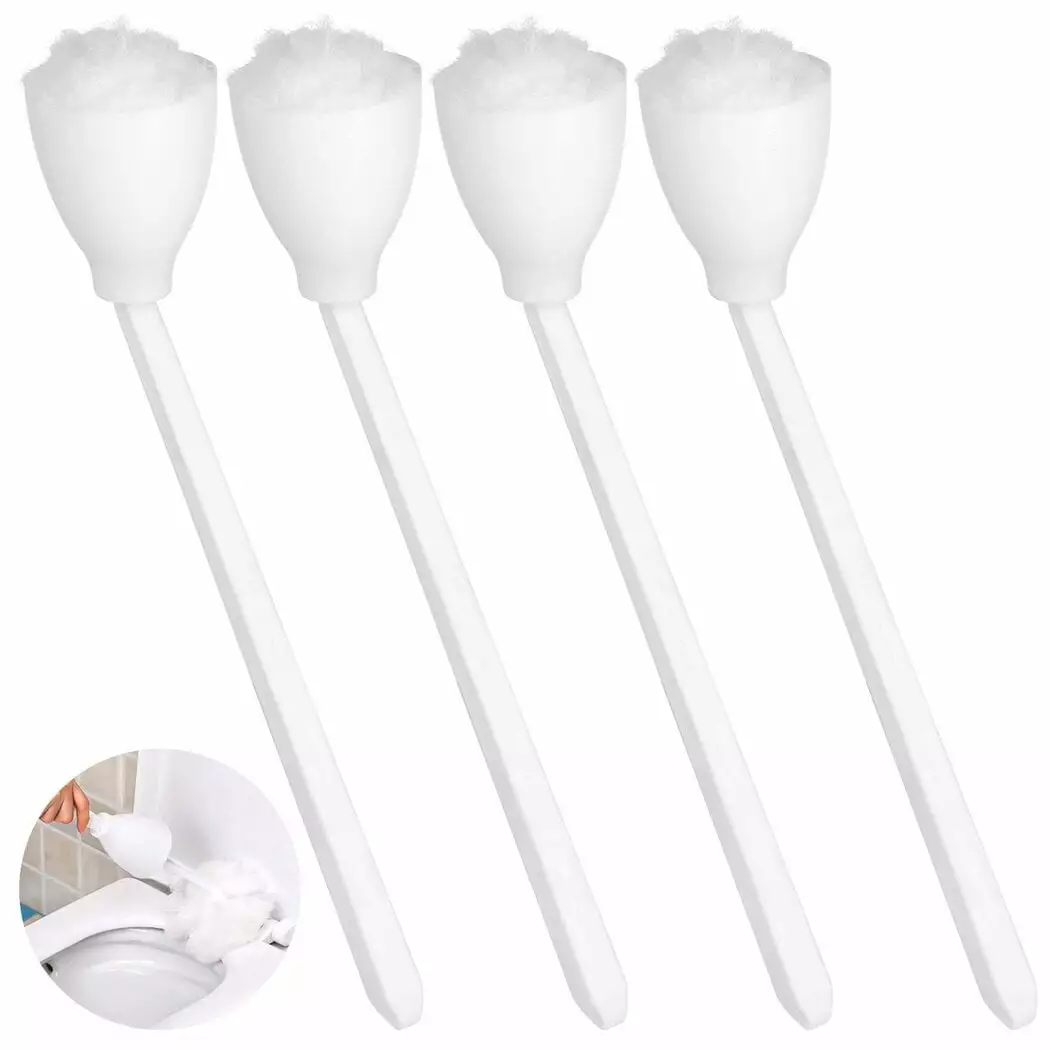 4 PCS Toilet Bowl Brushes. Toilet Bowl Mops. White Soft Swab Toilet Mops for Bathroom Toilet. Brushes with Holder Long Handles. Toilet Scrubber Bathroom Accessories