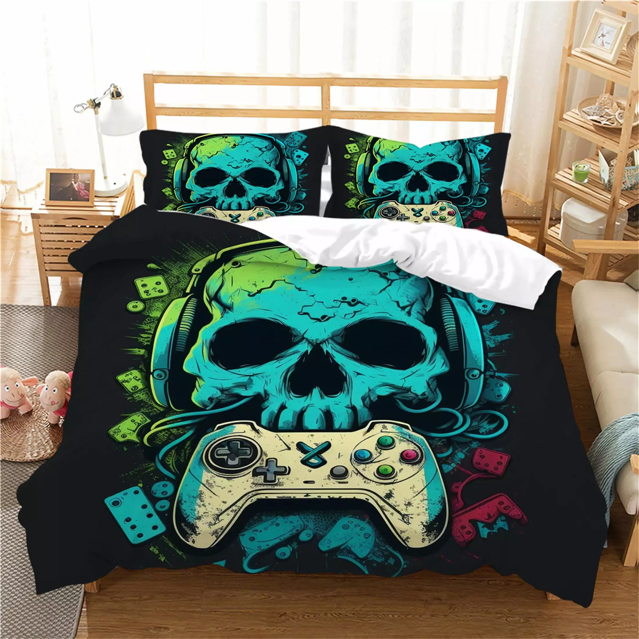 Skull Pattern Game Handle Prinitng Duvet Covers Newly Design Home Textiles Man Woman Bedroom Decor.Twin (68x86)