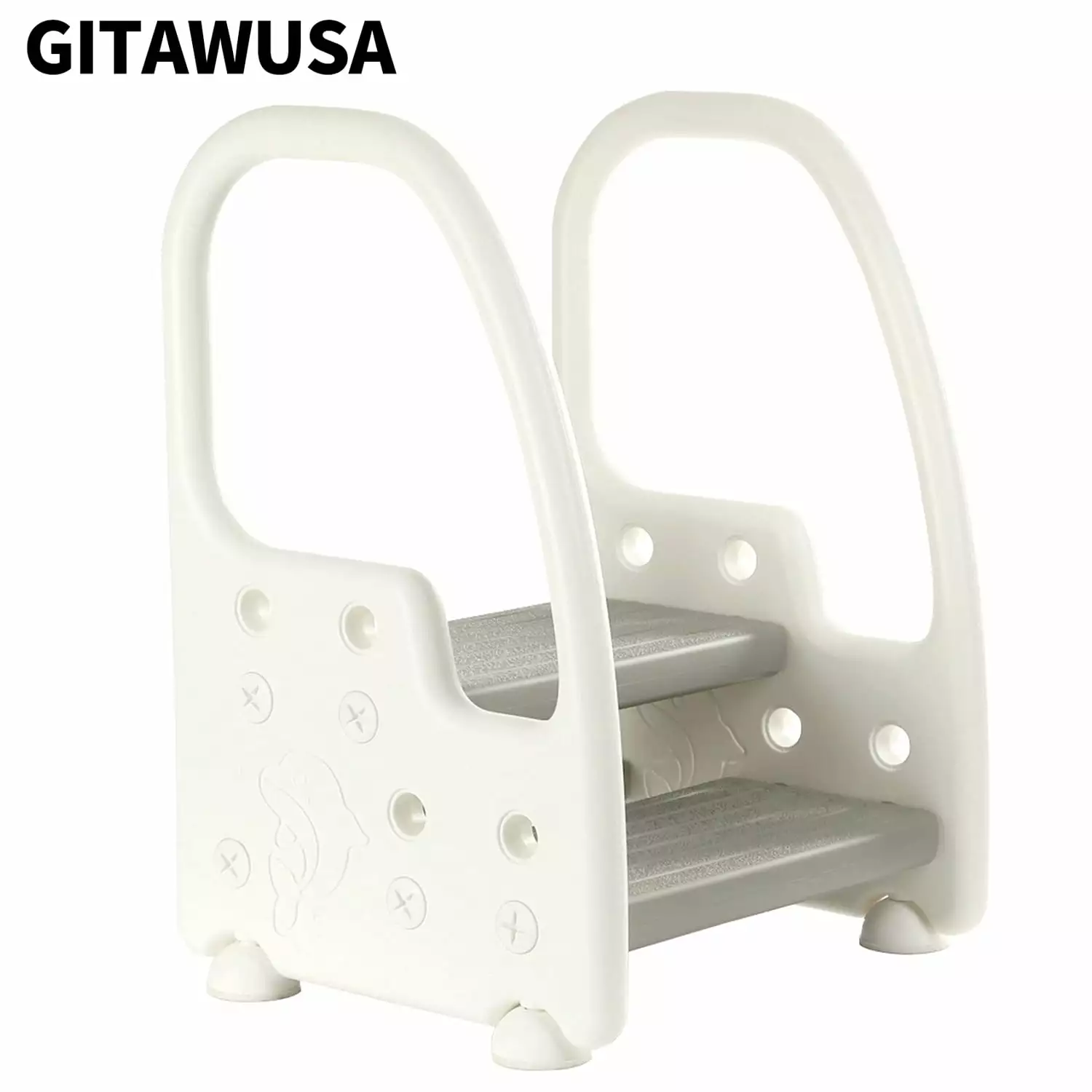 GITAWUSA Height Adjustable Two Step Standing Stool with Handles Non-Slip Safety for Toddlers Children Kids Potty Training Kitchen Tower