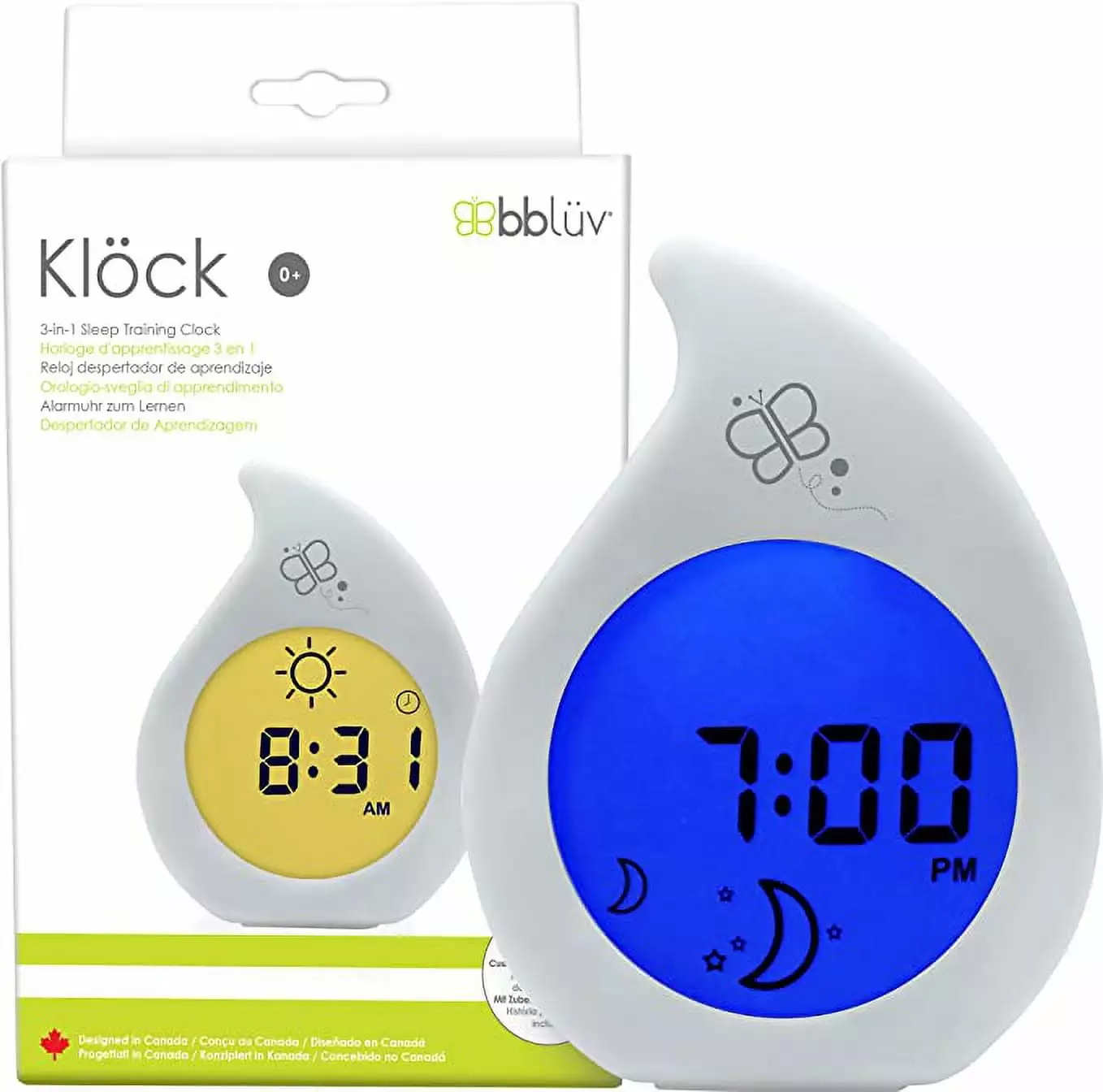 bbl??v - Kl ck 3 in 1 Kids Alarm Clock. Night-Light. Sleep Trainer. Learning Time ?C 7 Levels of Brightness