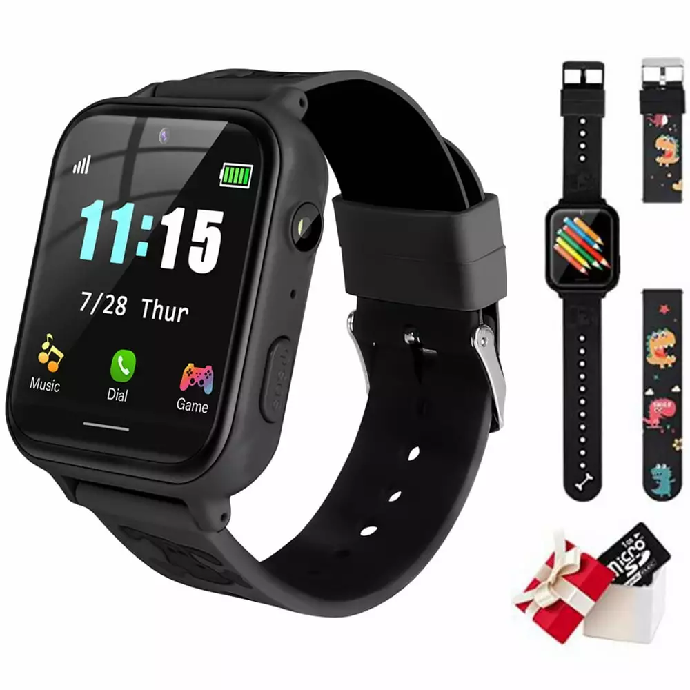 Kids Smart Watch for Boys Girls -Gifts for 4-12 Year Old Kids. 10 Funny Games SOS Call Music Player Camera Alarm Clock Calculator. Educational Learning Toys (Black)