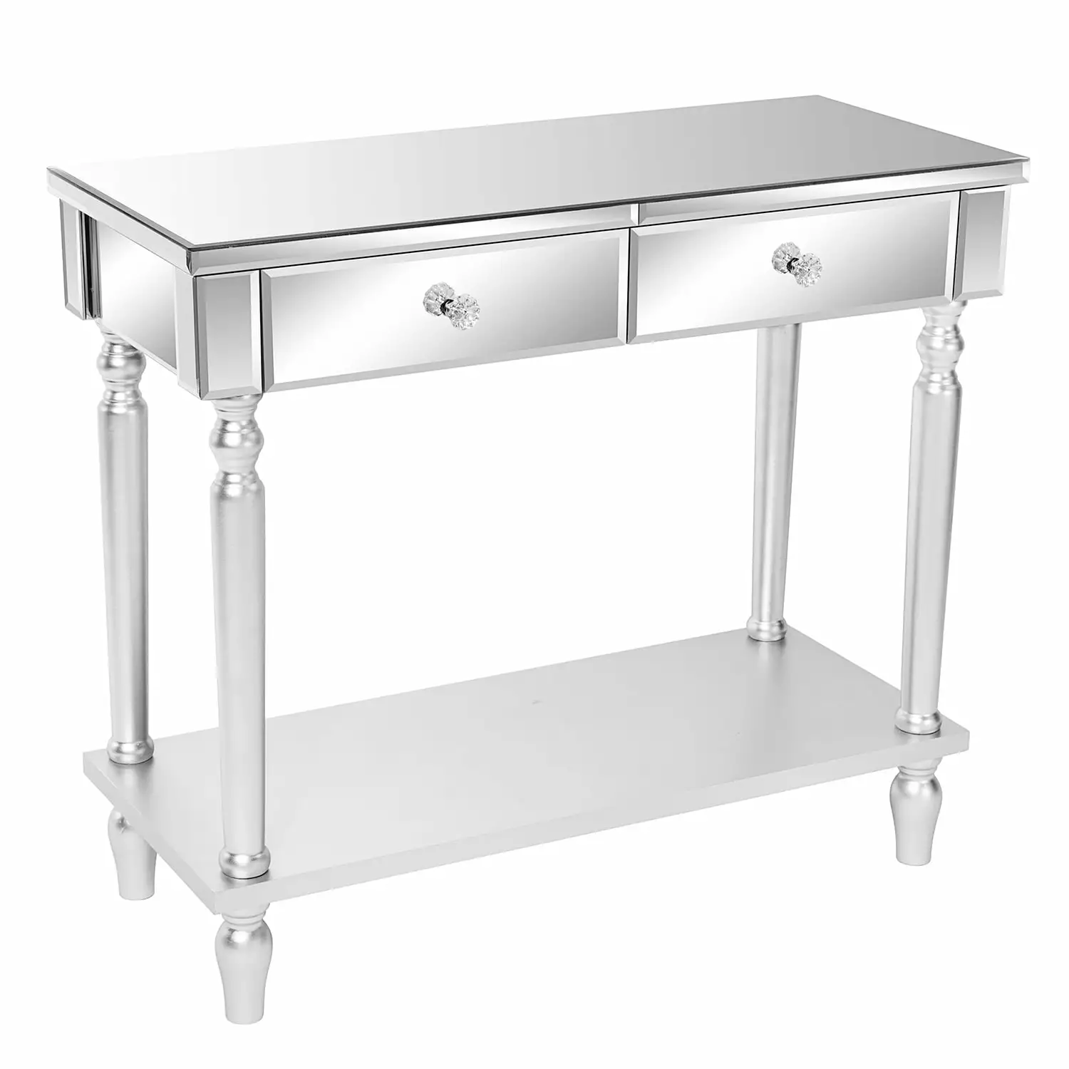 BaytoCare Mirrored Table.Mirrored Makeup Vanity Table Shelf.Vintage Console Side Table for Living Room Bedroom Entryway Study Hallway.Easy Assembly