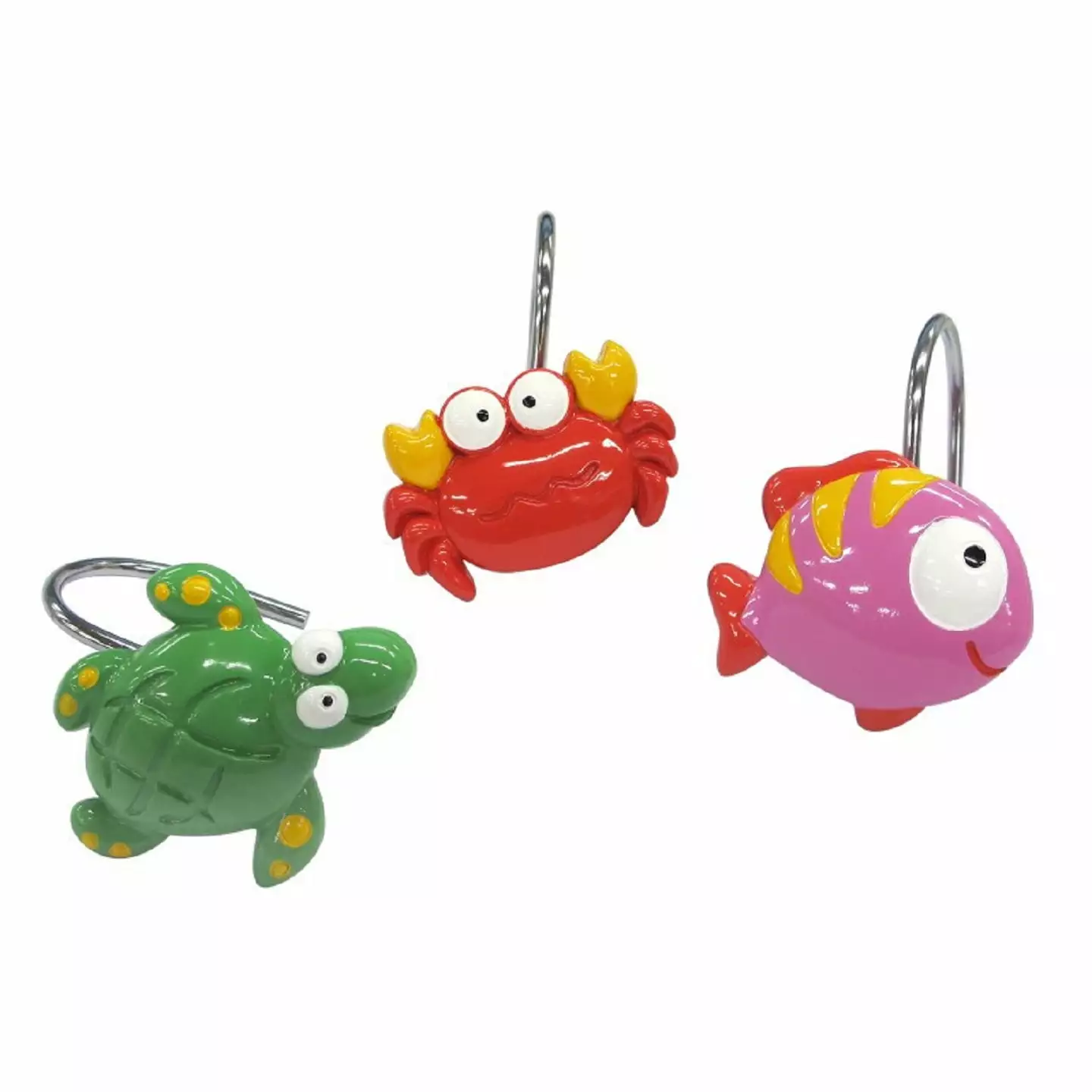 Fish Tails Novelty Resin 12-Piece Shower Hook Set by Allure Home Creation. Multi Bright