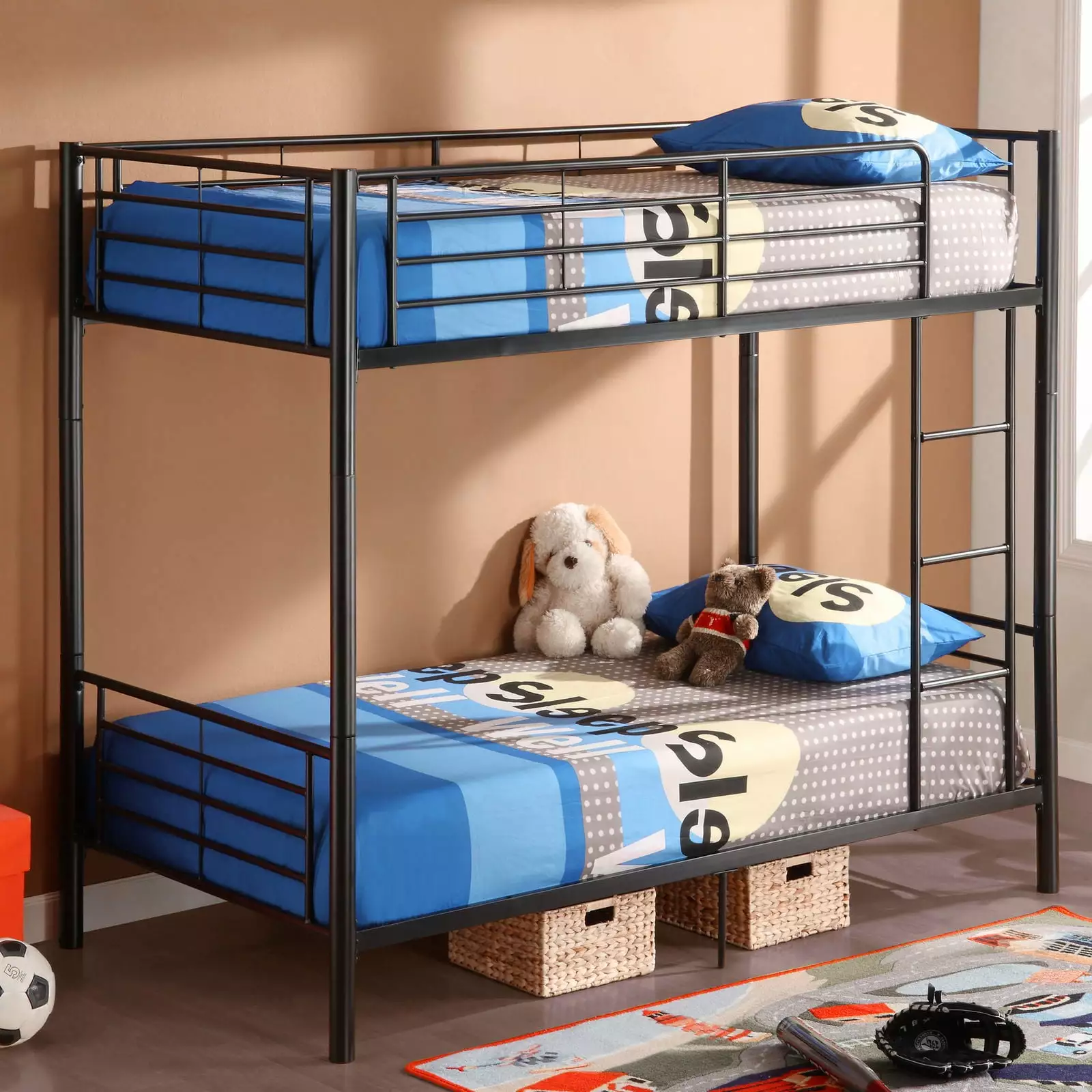 Zimtown Metal Bunk Bed Twin-Over-Twin. Black