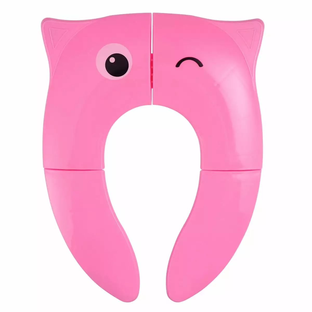 Folding Children Toilet Seat Durable Universal Toilet Seat Cover Pads (Pink Owl Small Eyes)