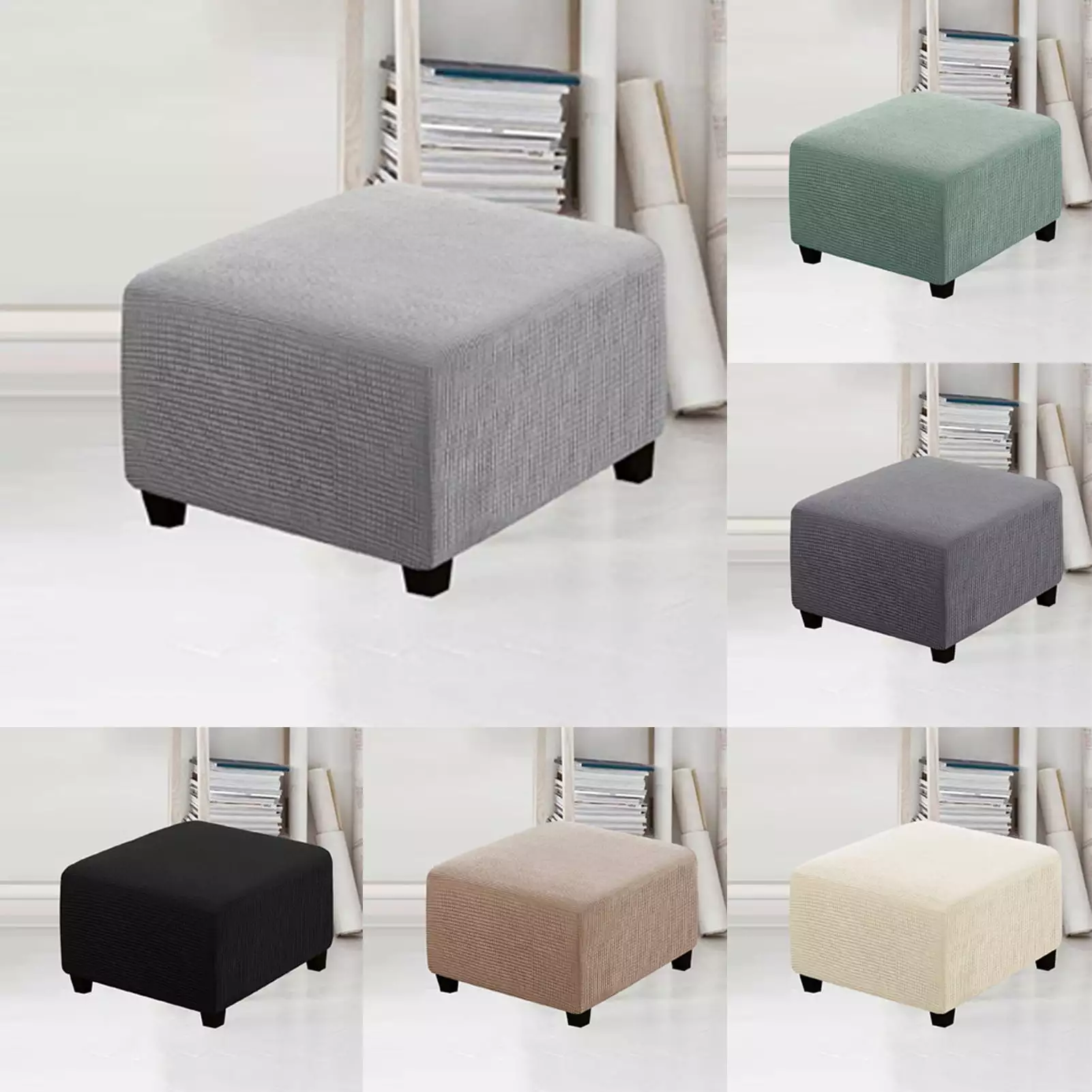 SPRING PARK Square Bar Stool Cover Stretching Widely Applied Breathable Seat Cushion Chair Slipcover Home Office Restaurant Library Office Chair Protector Cover Slipcover