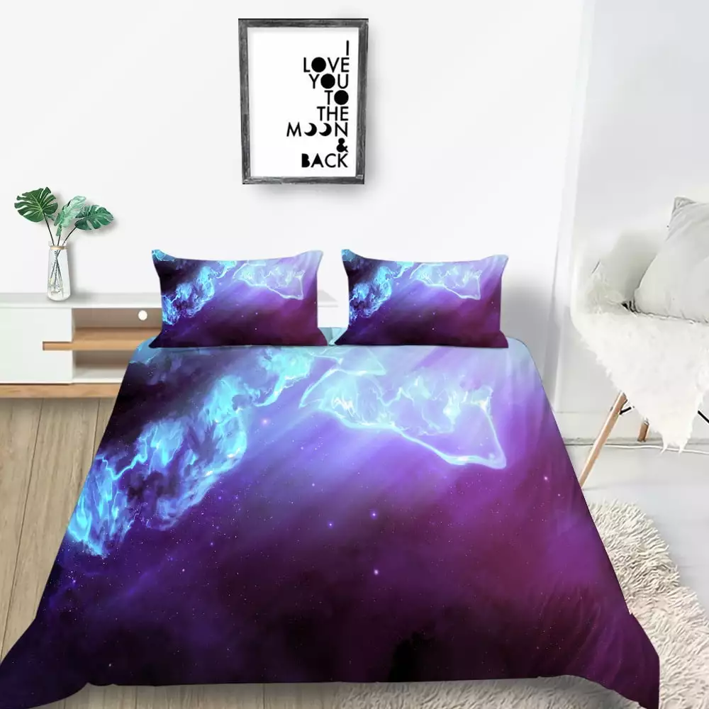 wenjialing 3D Galaxy Printing Duvet Cover Set Soft Bedding Set Comforter Cover Set.Twin (68x86)