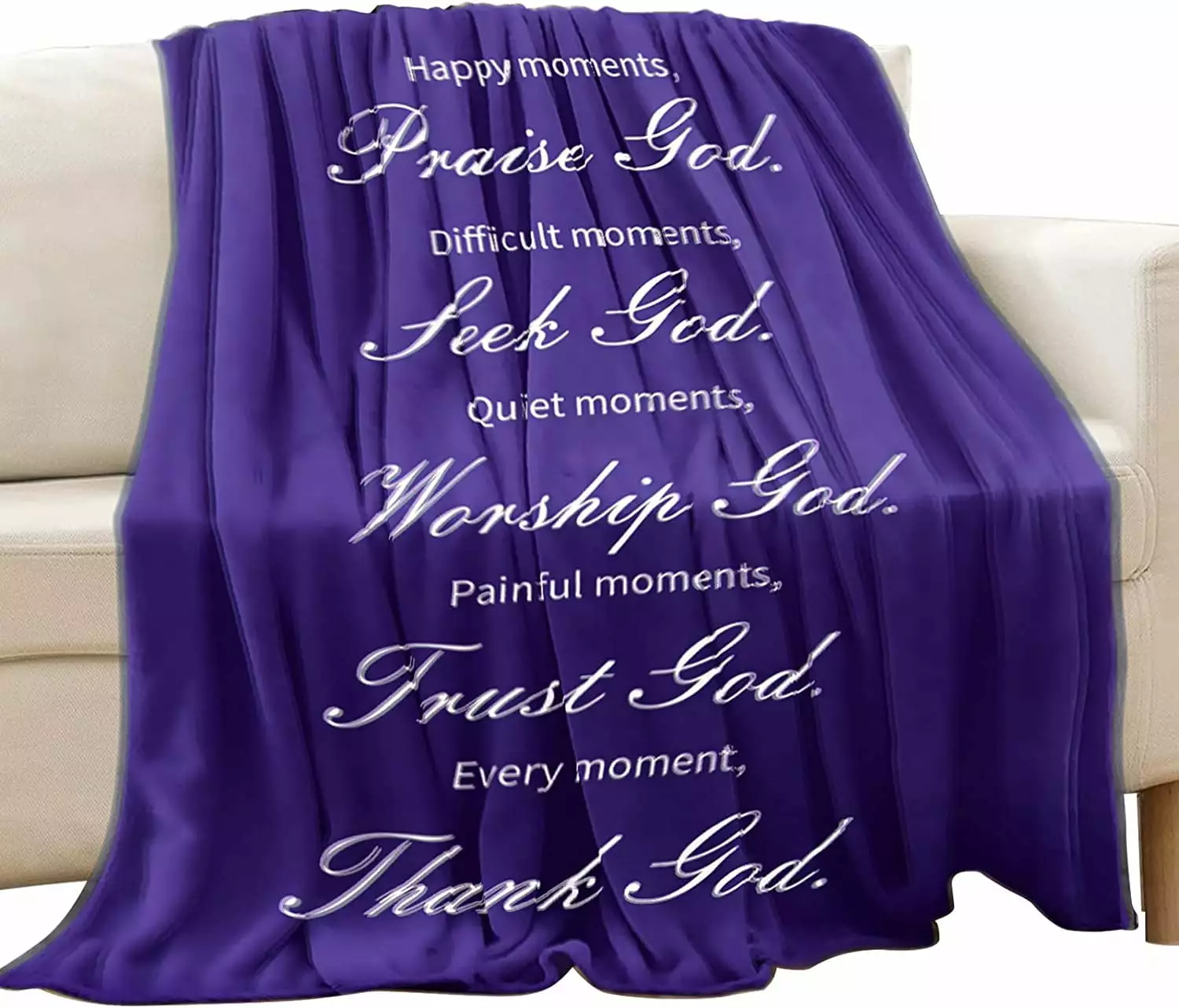 Christian Gifts for Women. Catholic Gifts. Religious Gift Purple Blanket Throw with Inspirational Bible Verse Scripture Print Blanket 60*80 inch Twin Size Mother''s Day Birthday Gifts Spiritual Gift