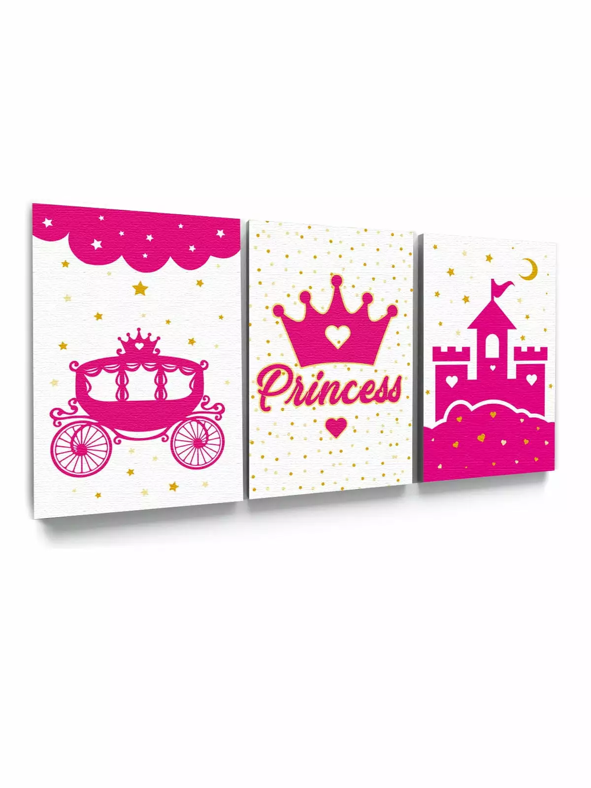 Awkward Styles Princess's Room Wall Art Pink Poster for Home Cute Gifts for Baby Girl Kids Room Wall Art for Kids Ready to Hang Set of 3 Girls Play Room Wall Decor Pink Canvas Decor Ideas