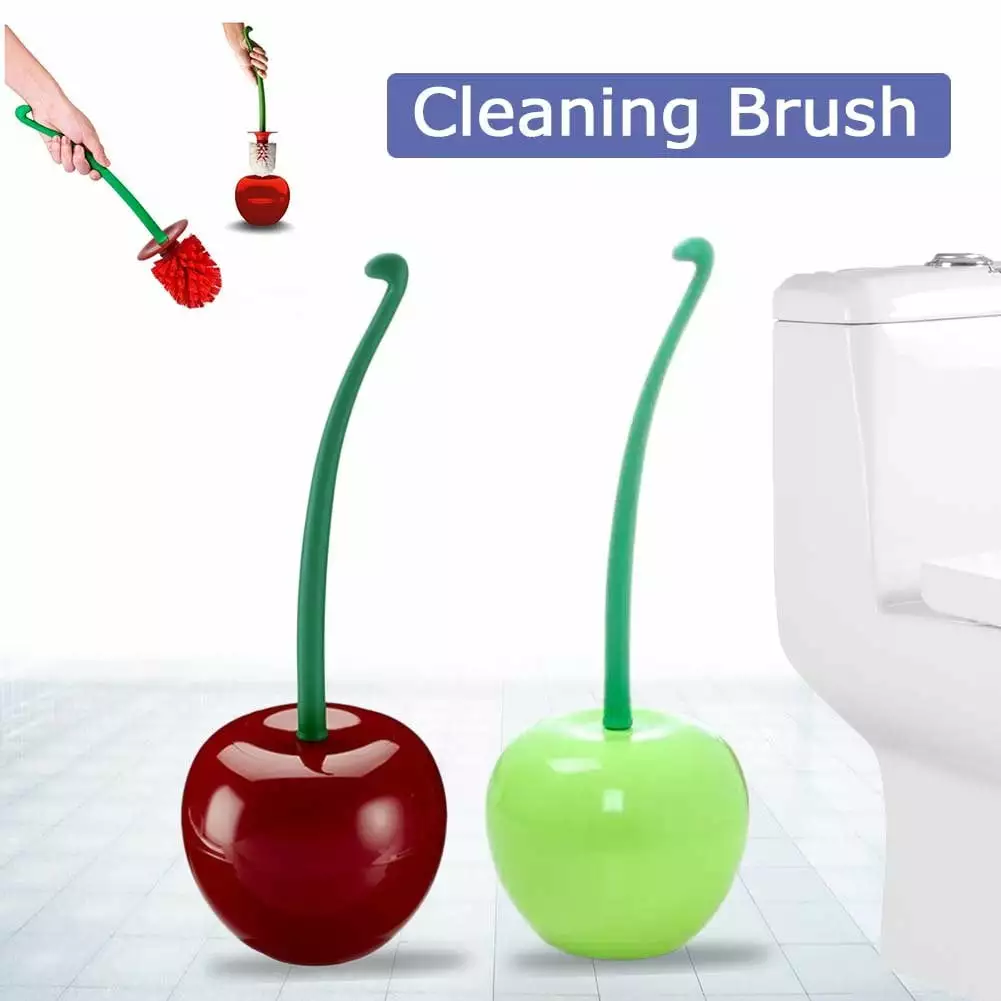 wirlsweal Creative Cherry Shape Plastic Toilet Brush Bathroom Cleaning Tool Decoration