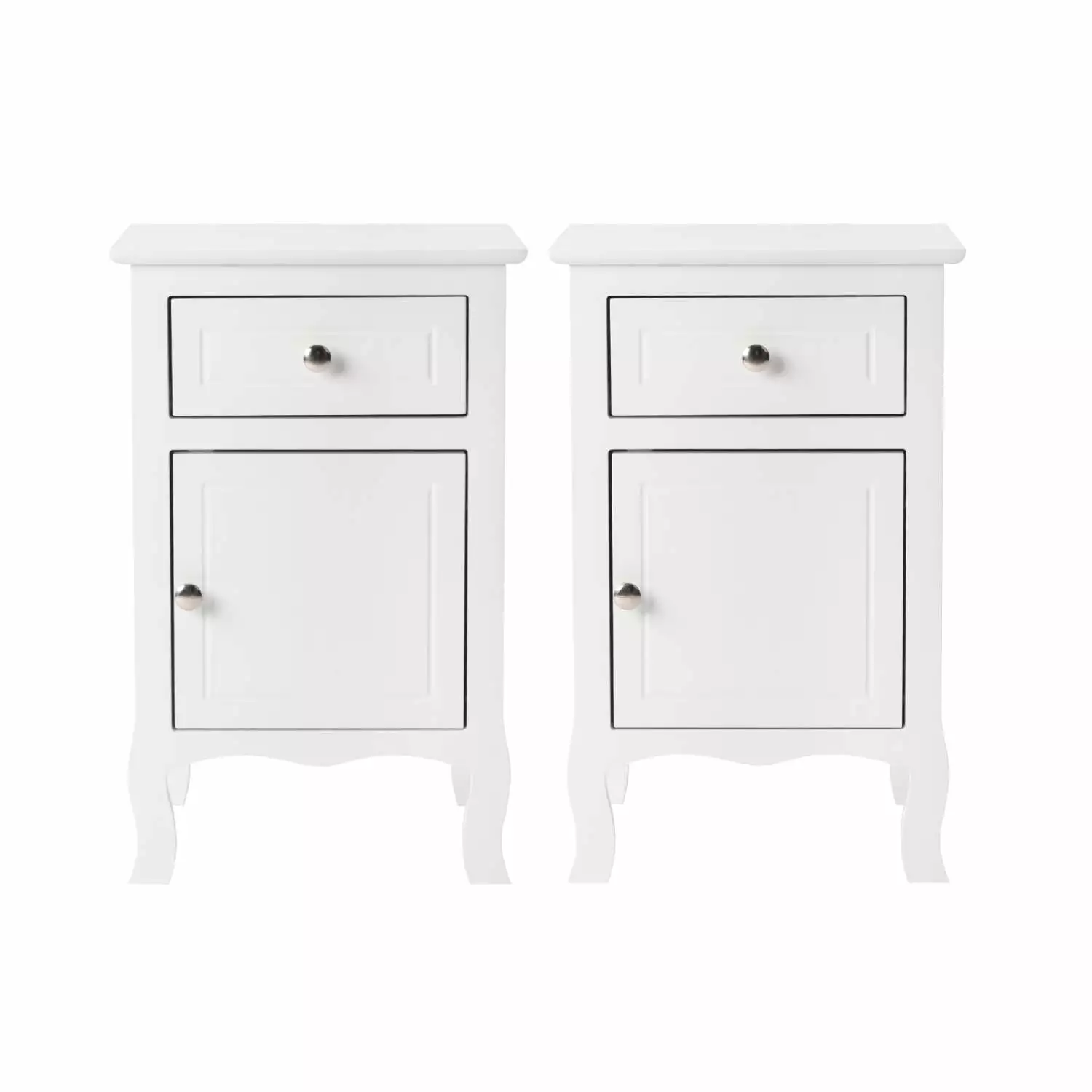 UBesGoo Set of 2 Nightstand Bedside Table Wooden Accent End Table with Drawer for Bedroom. White