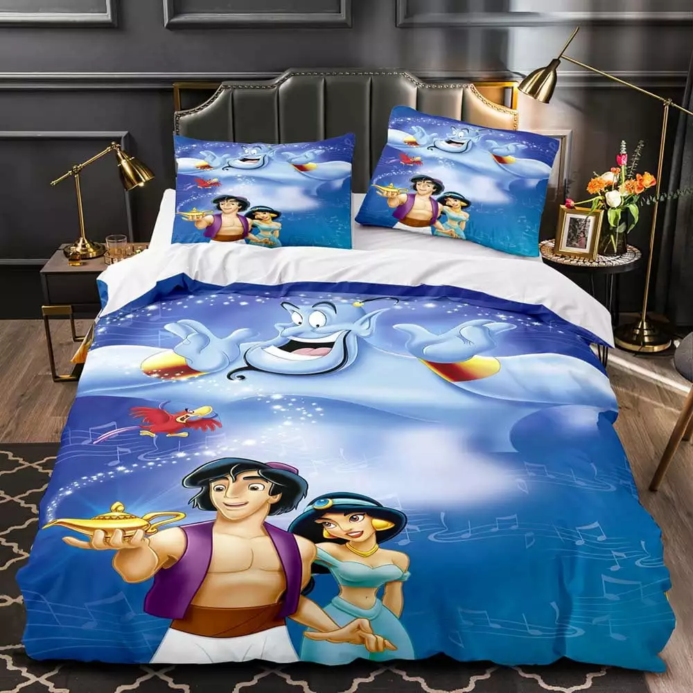 Snow White Duvet Cover Set with Buttons Closure 100% Microfiber. 3 Pieces Anime 3D Printed Ultra Skin-Friendly Comforter Cover