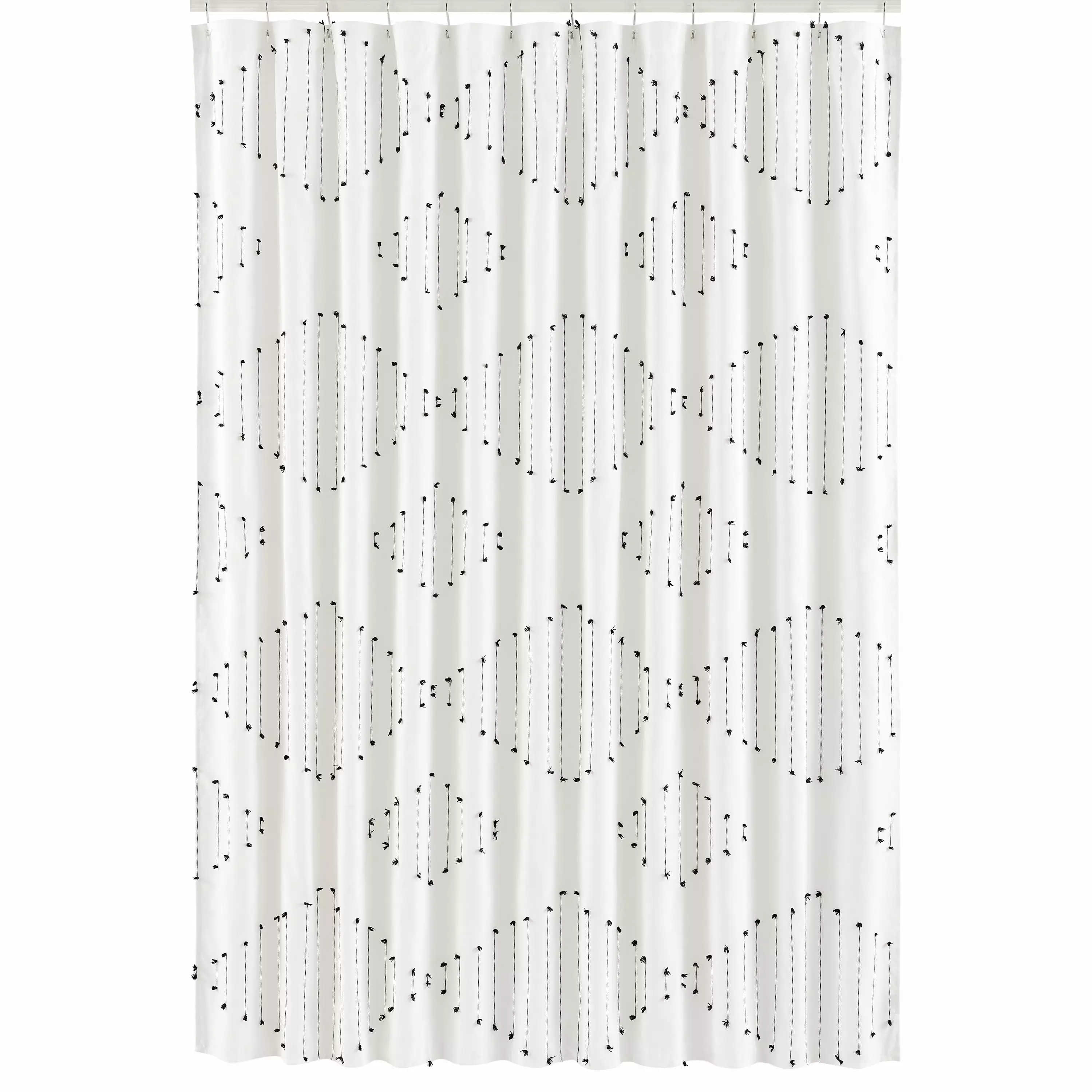 Boho Stitch Black and White Fabric Shower Curtain Unisex by Sweet Jojo Designs