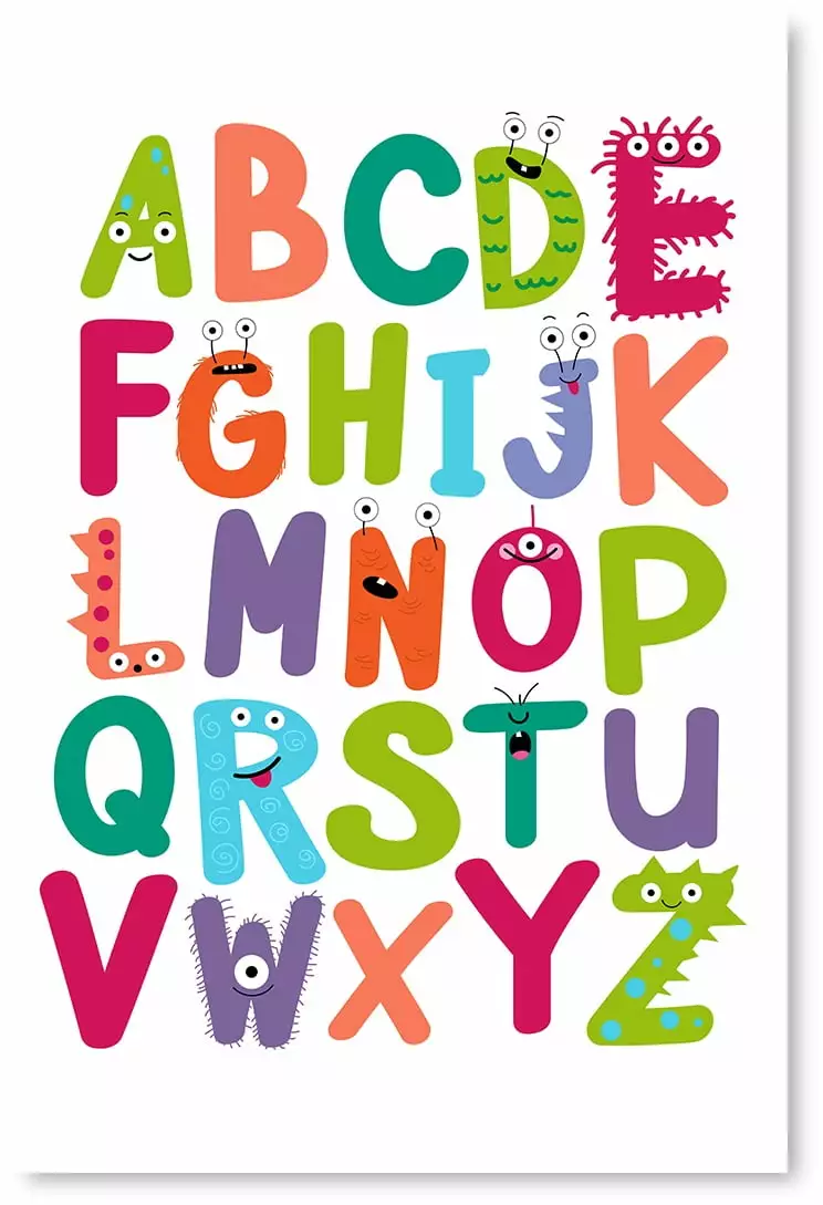 Awkward Styles Alphabet Unframed Picture Funny Monster Alphabet Kids Room Wall Art Nursery Room Poster Decor Alphabetical Poster Art Alphabet Poster Prints Nursery Printed Wall Decor for Children