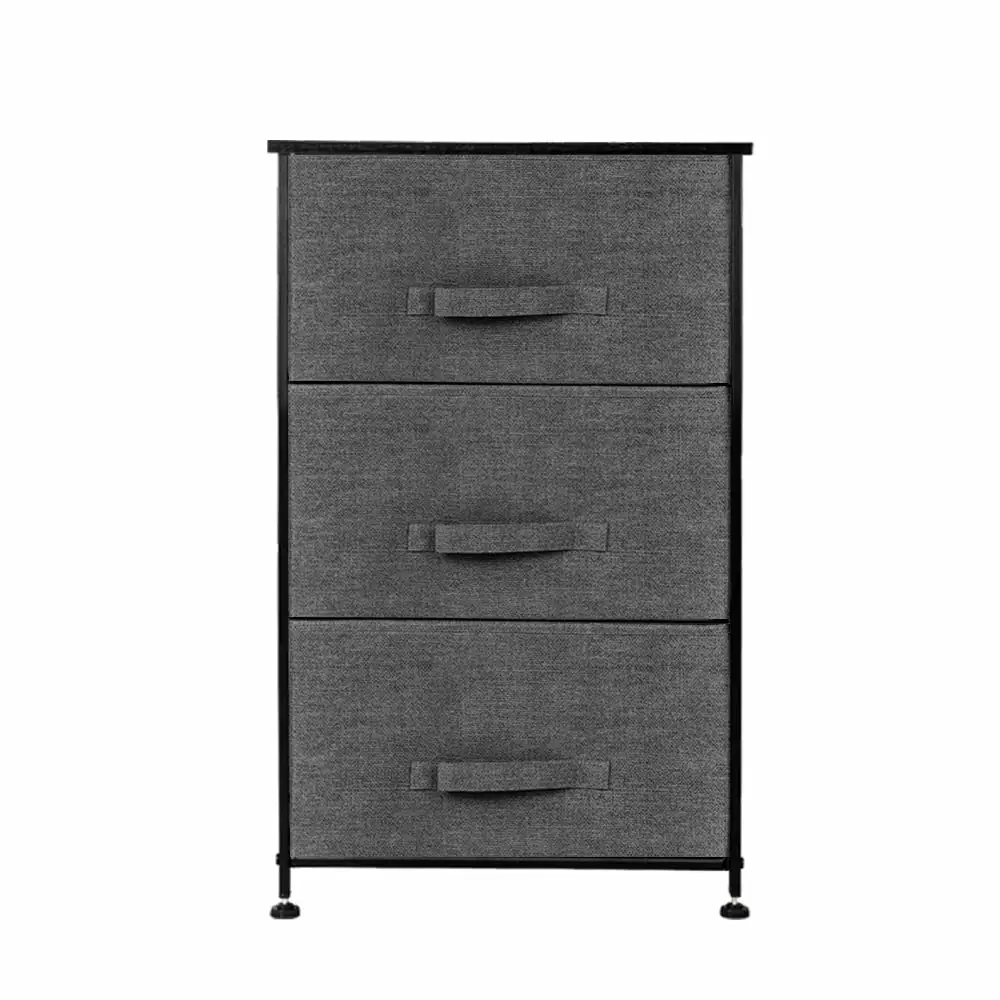 Fairnull 3-Tier Dresser Drawer. Storage Unit with 3 Easy Pull Fabric Drawers and Metal Frame. Wooden Tabletop. for Closets. Nursery. Dorm Room. Hallway. Grey