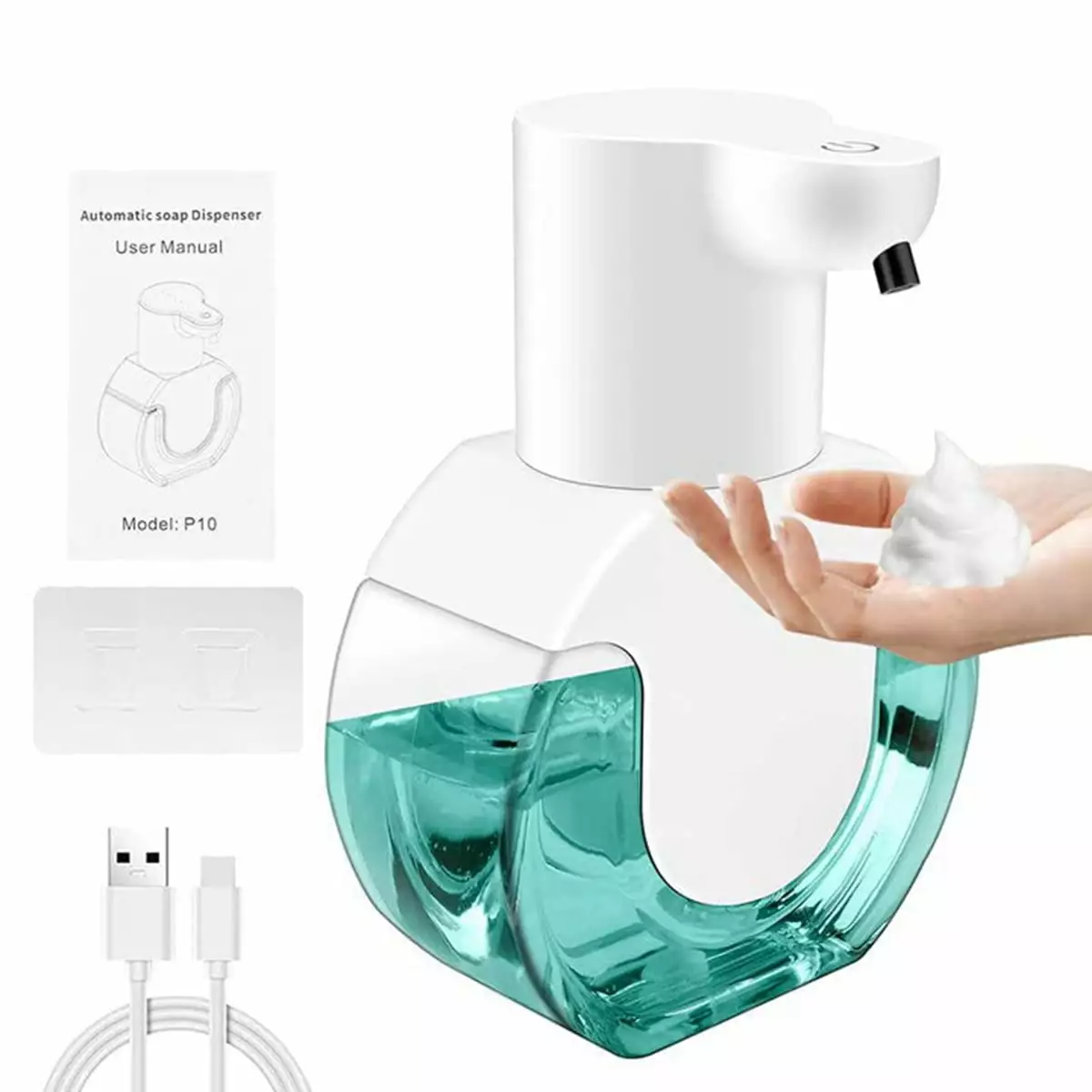 YANSION Automatic Soap Dispenser. 420ML Rechargeable Non-Touch Foam Soap Dispenser with 4 Adjustable Foam Level. Electric Soap Dispenser for Wall Mounting with Infrared Motion Sensor