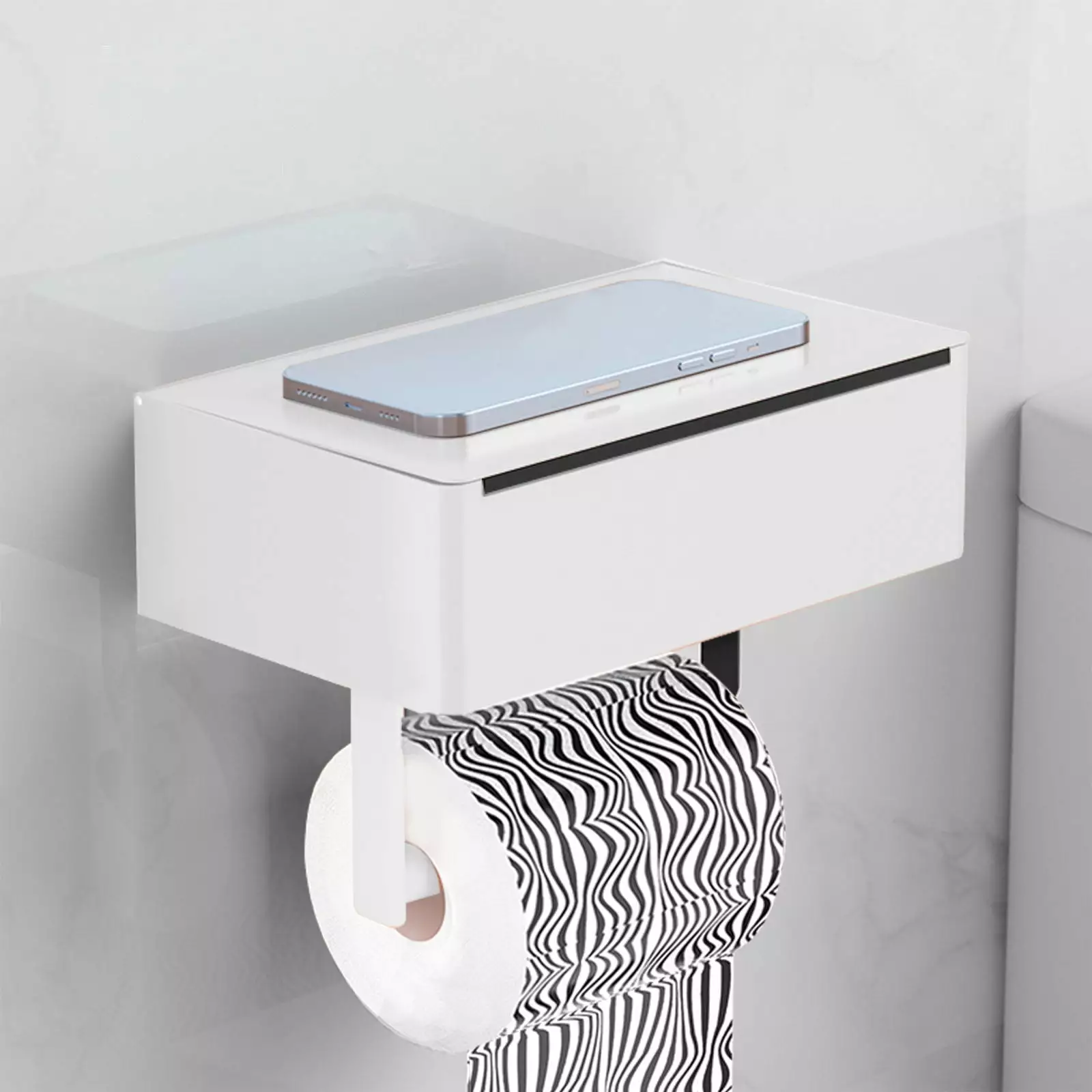 New Year Reset. Dvkptbk Toilet Paper Holder With Shelf. Toilet Paper Holder Storage Wipes Dispenser For Bathroom. . Adhesive Or Screw Wall Mount .Toilet Paper Holder With Flushable Wipe