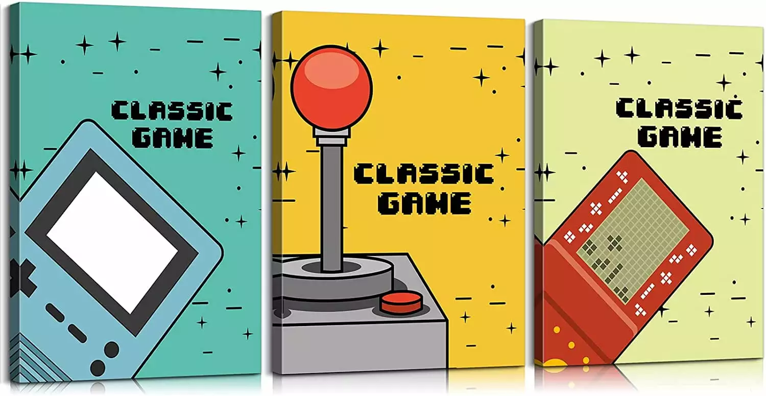 3 Pieces Video Game Posters and Prints Classic Game Wall Decor Art Gamer Decor for Boys Room Gamer Decor Teen Boys Room Decor Gaming Posters for Gamer Room Ready to Hang 12x16x3