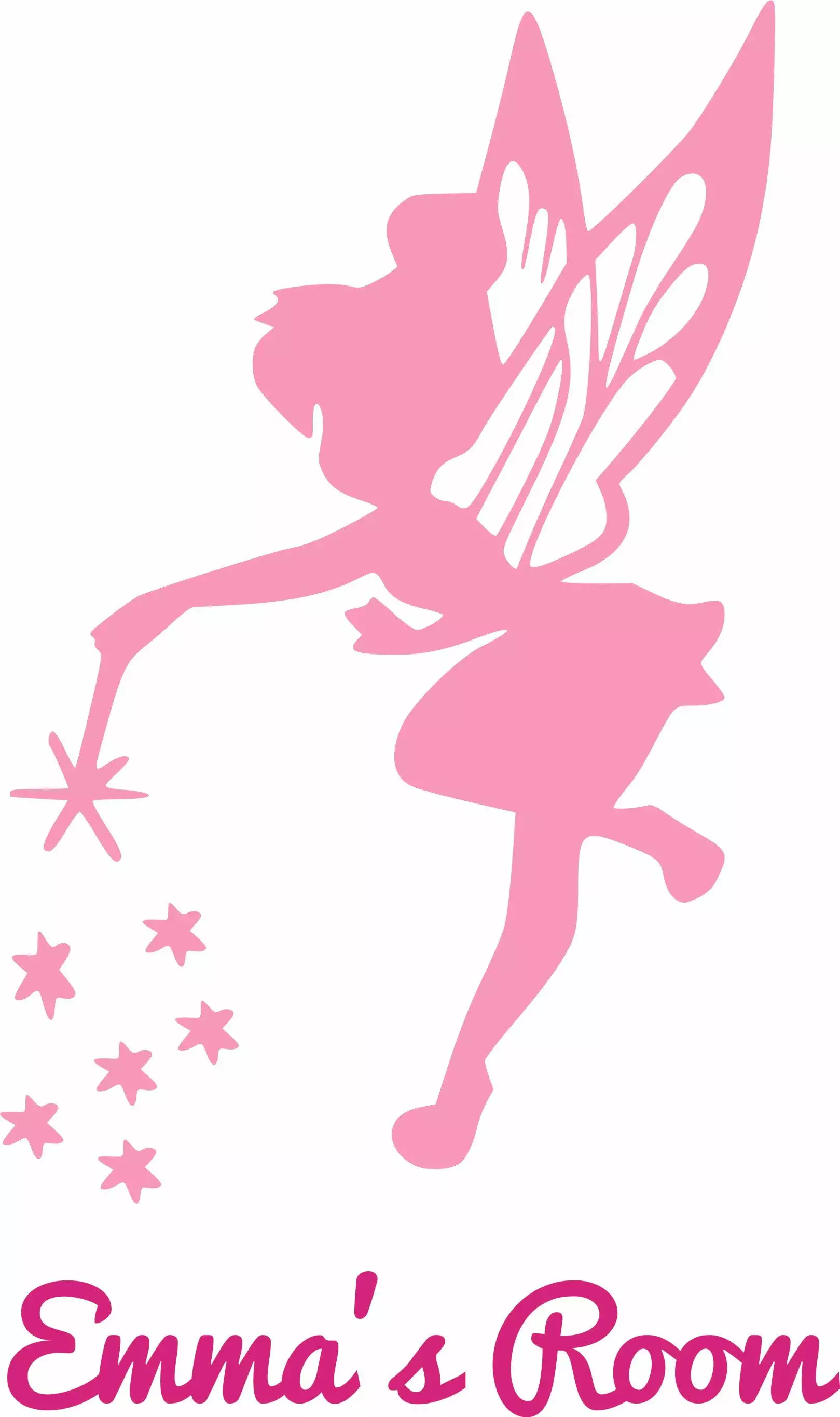 Disney Pink Tinkerbell Neverland Customized Wall Decal - Custom Vinyl Wall Art - Personalized Name - Baby Girls Boys Kids Bedroom Wall Decal Room Decor Wall Stickers Decoration Size (20x12 inch)