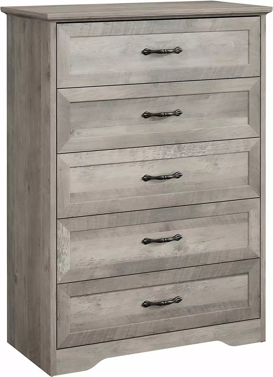 Dresser for Bedroom with 5 Drawers. Tall Wood Drawer Dresser Chest of Drawers for for Bedroom. Closet. Living Room. Nursery. and Kids Room in Grey